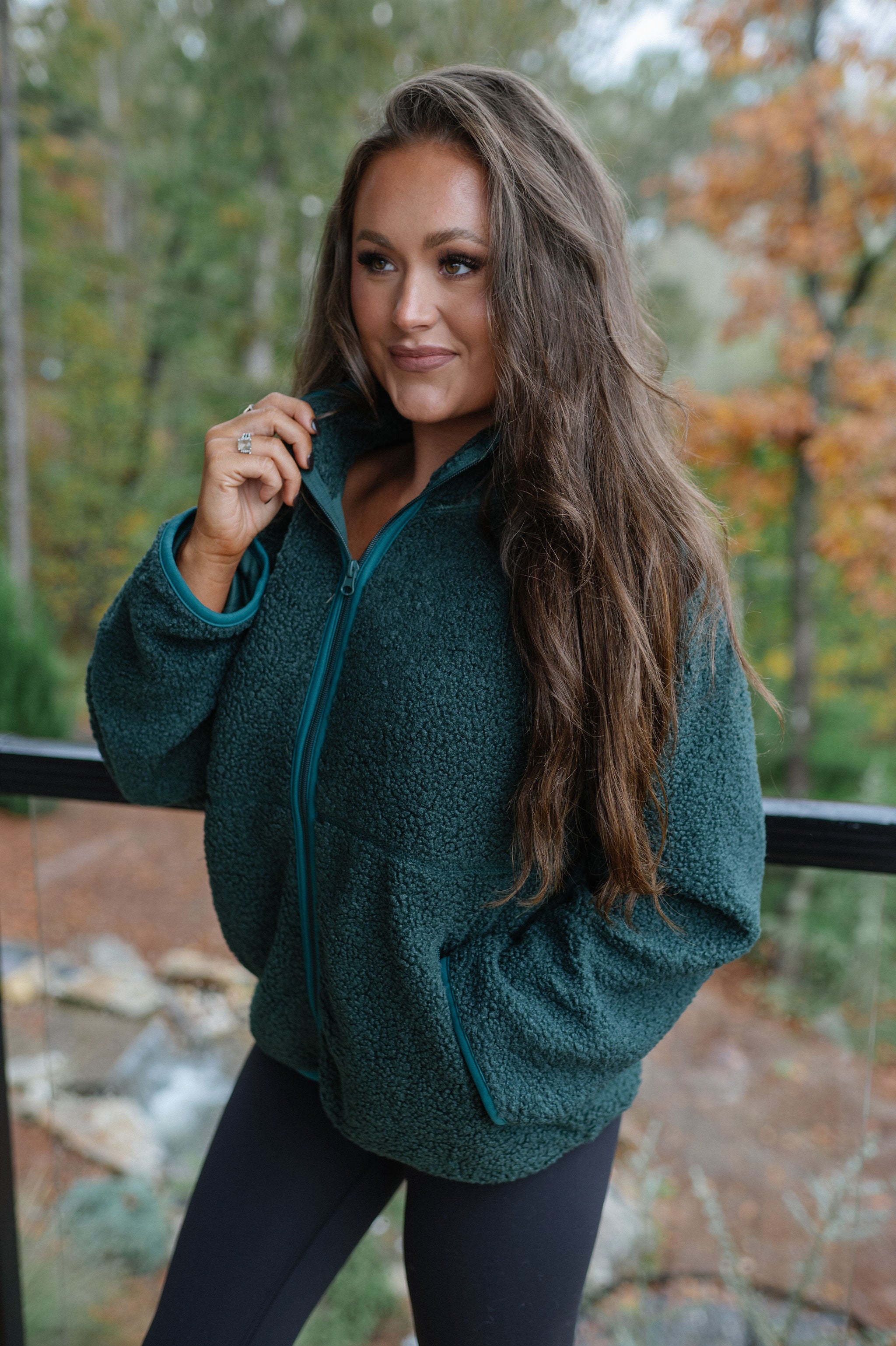 Raglan Sherpa Jacket-Green
