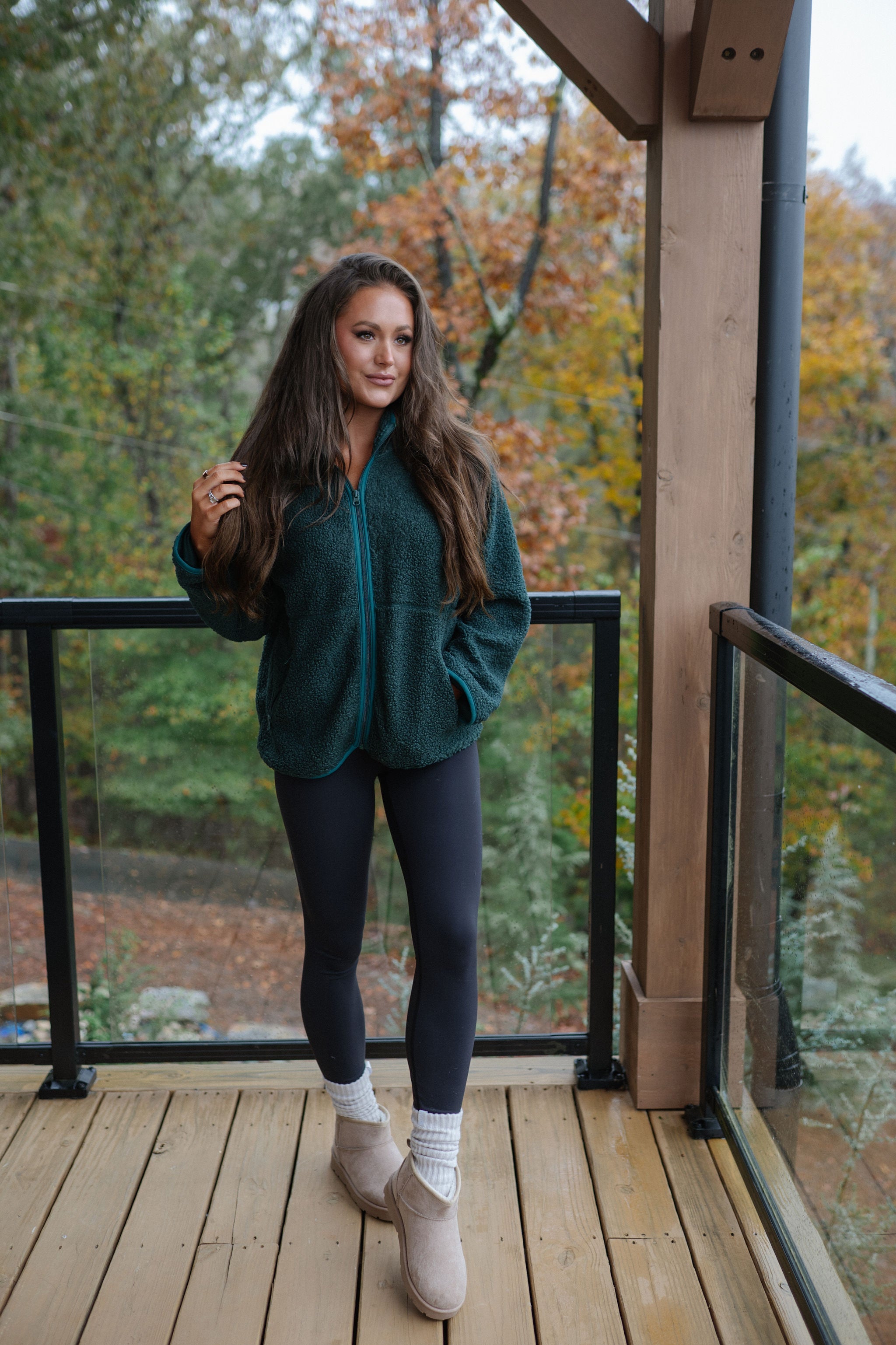 Raglan Sherpa Jacket-Green