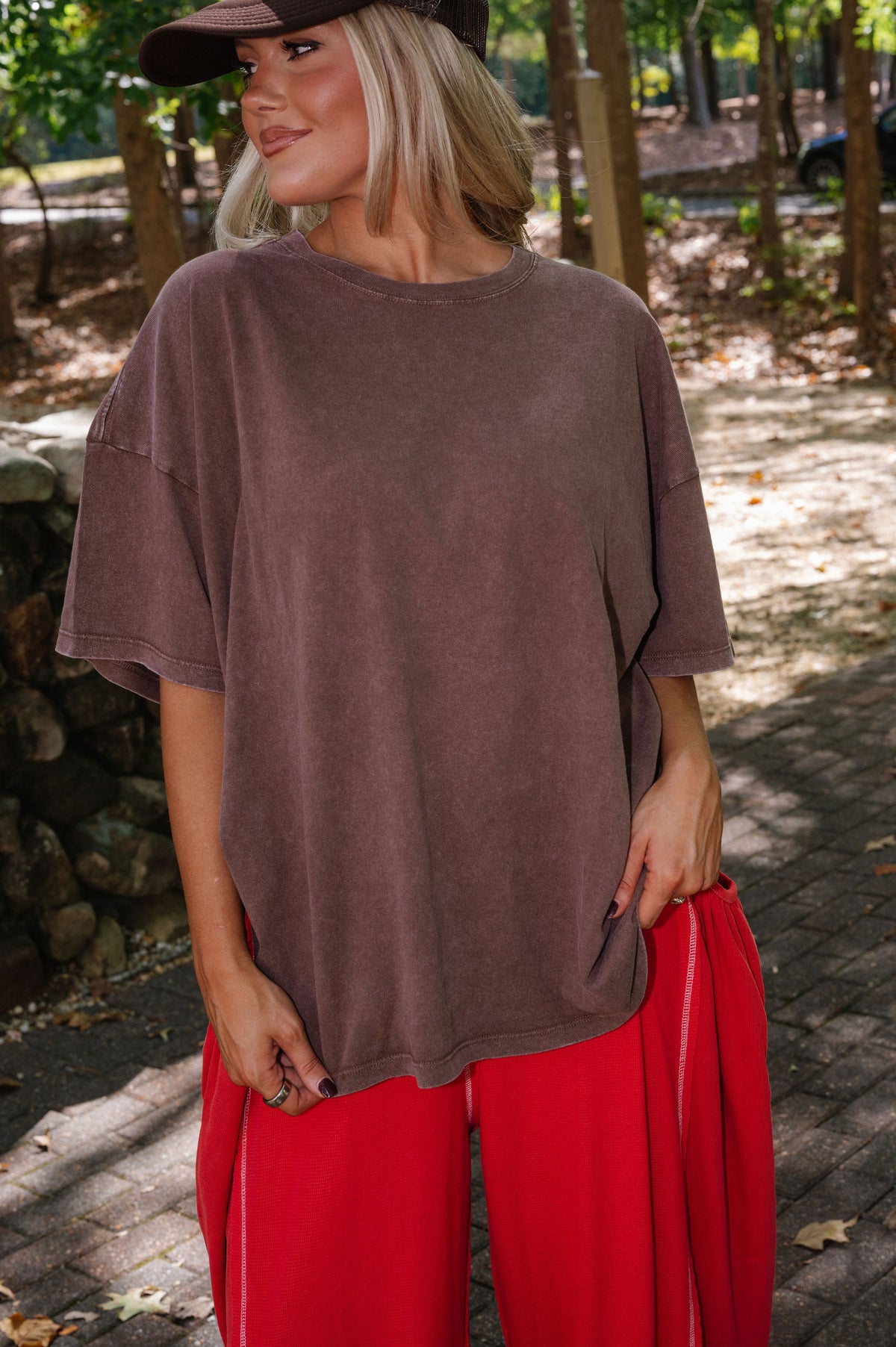 Rae Oversized T-Shirt-Brown