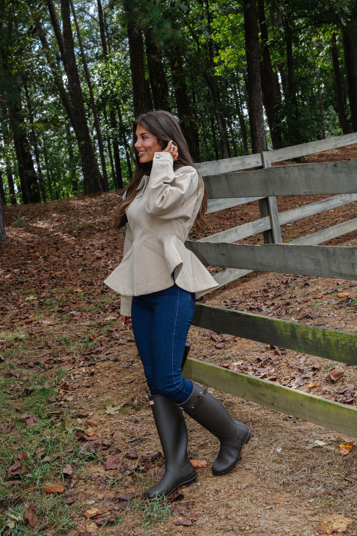 Maggie Peplum Jacket-Taupe