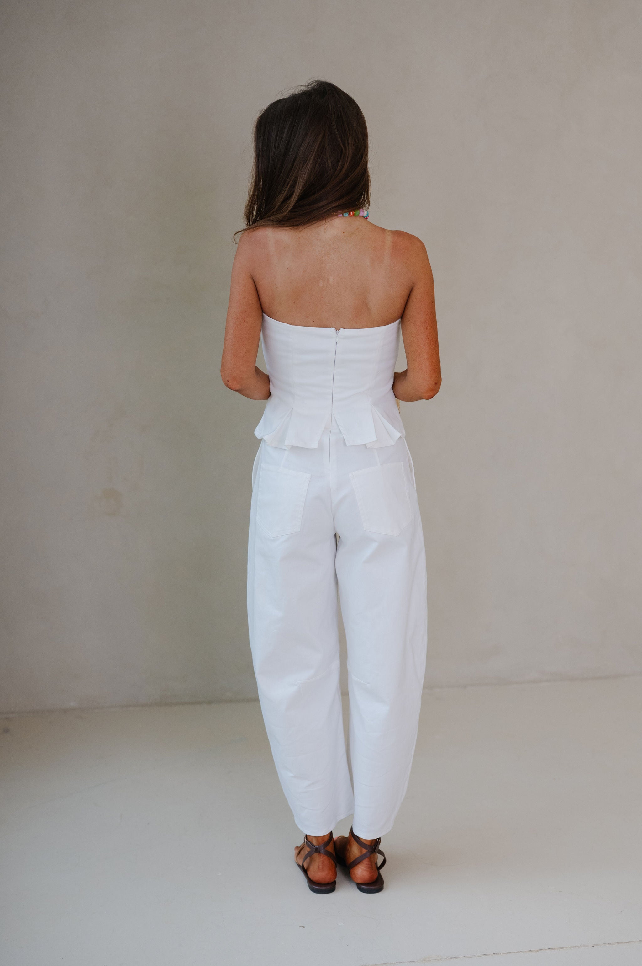 Pleated Barrel Jumpsuit-White
