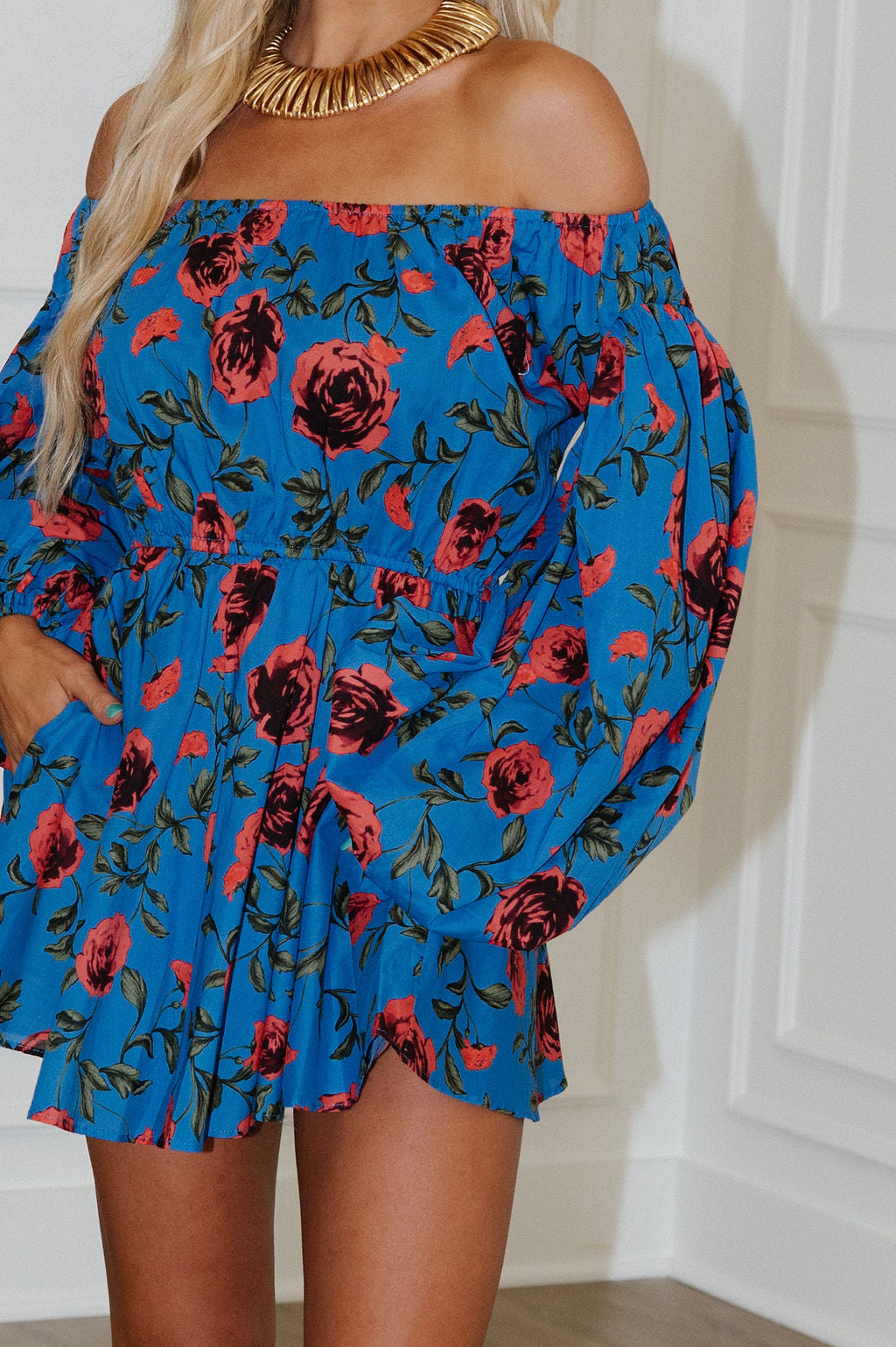 Massa Floral Dress-Blue Red