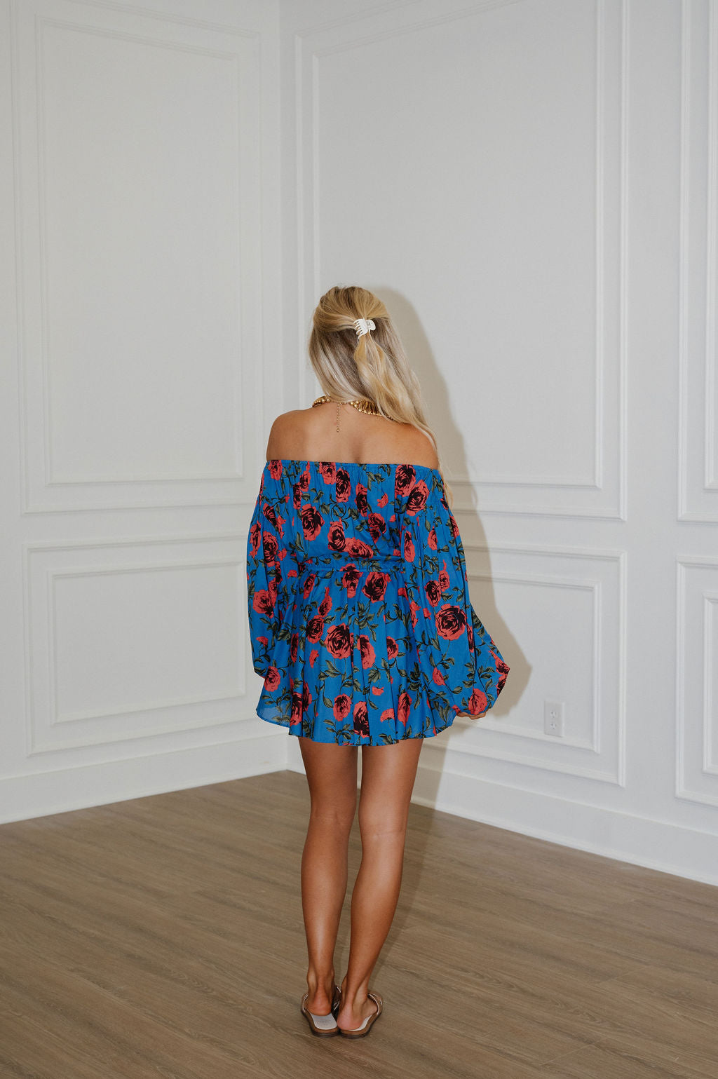 Massa Floral Dress-Blue Red