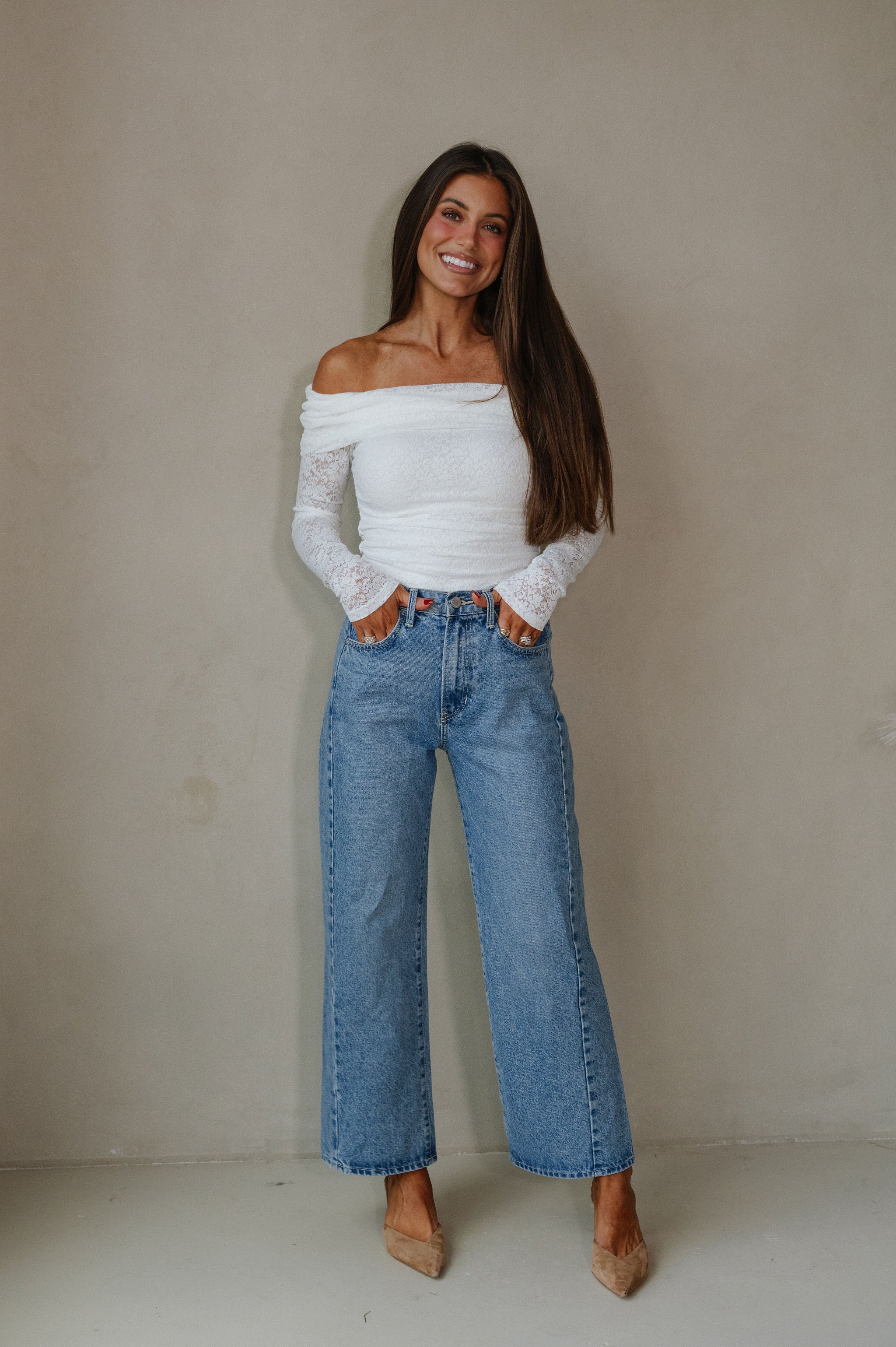 OTS Lace Top-White