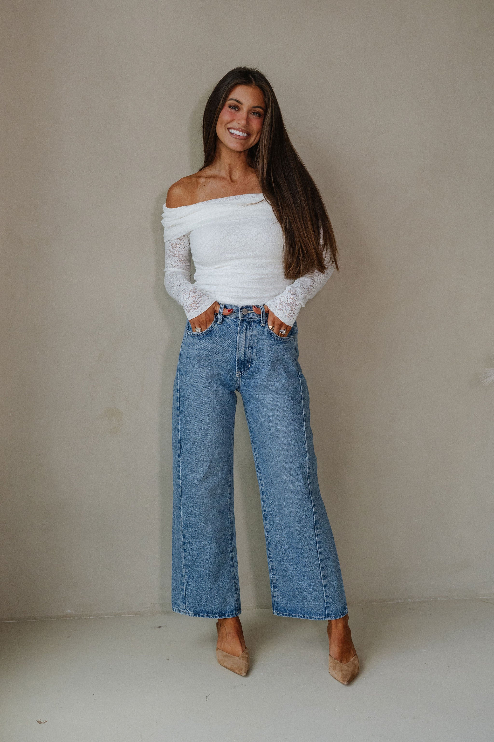 OTS Lace Top-White