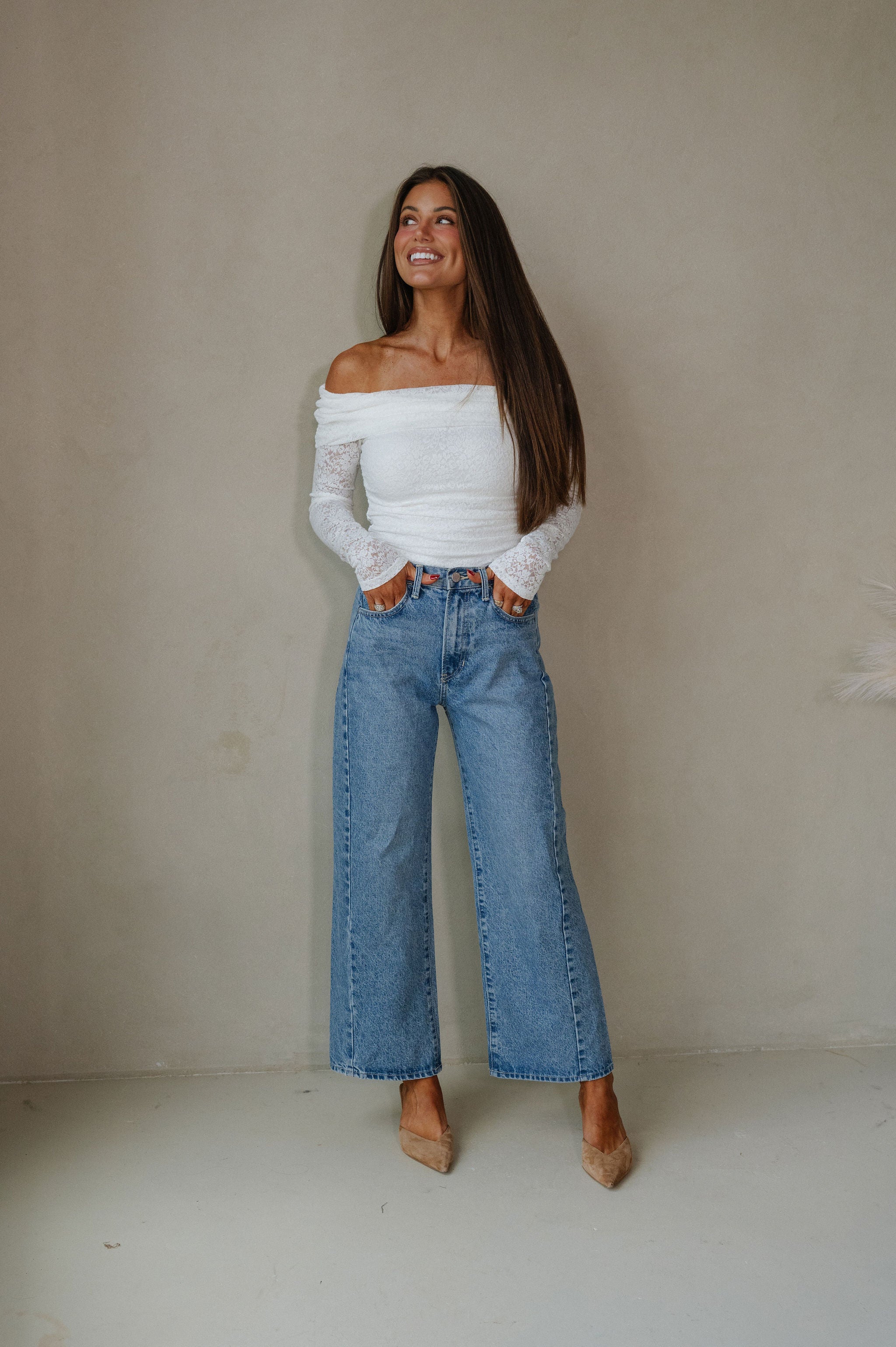 OTS Lace Top-White