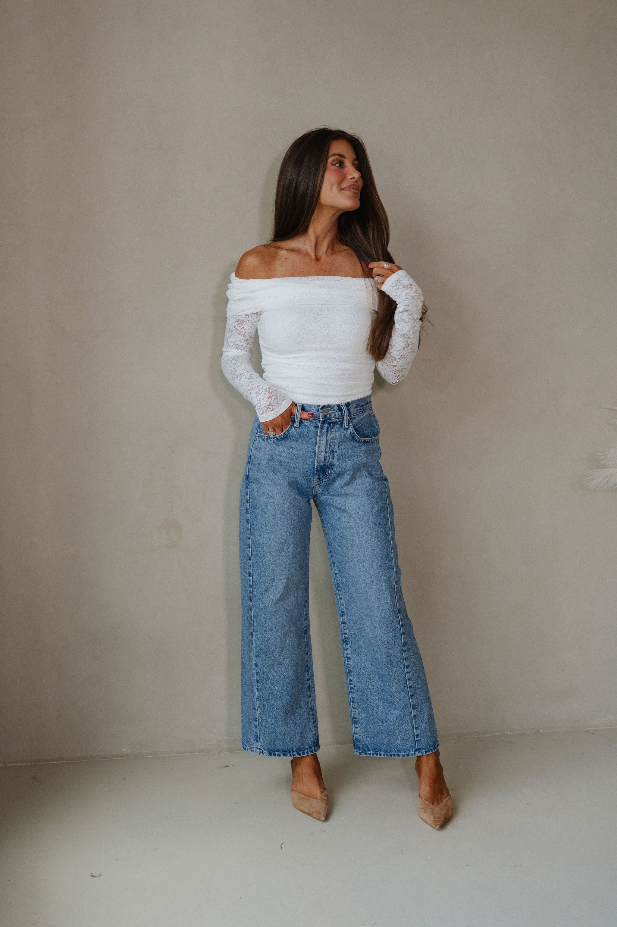 OTS Lace Top-White
