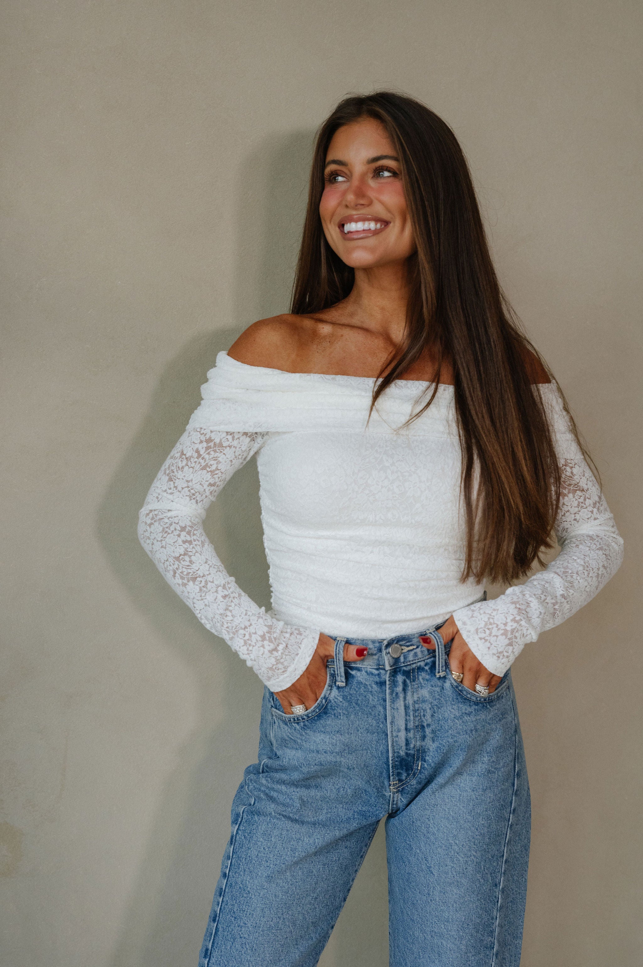OTS Lace Top-White