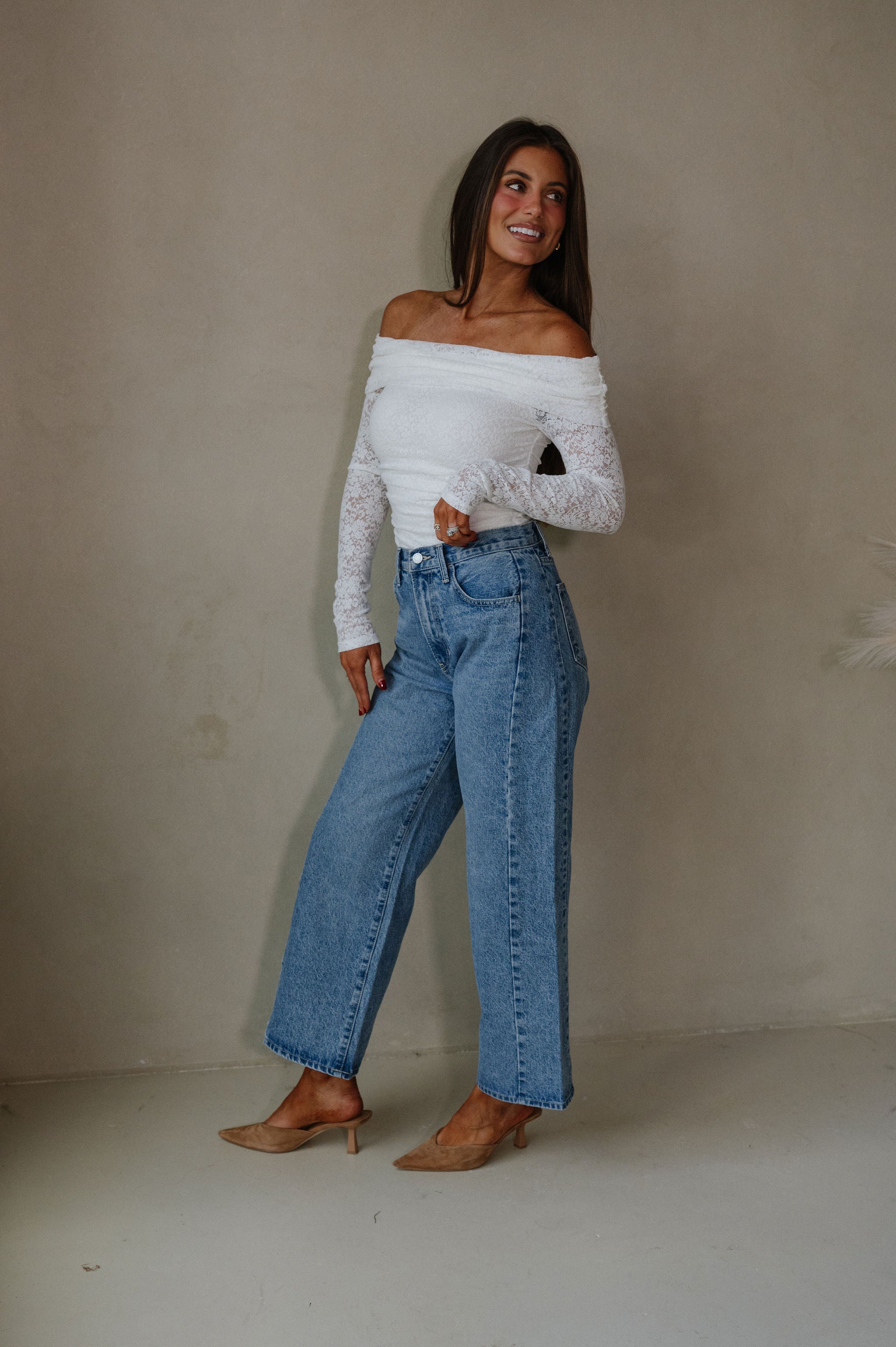 OTS Lace Top-White