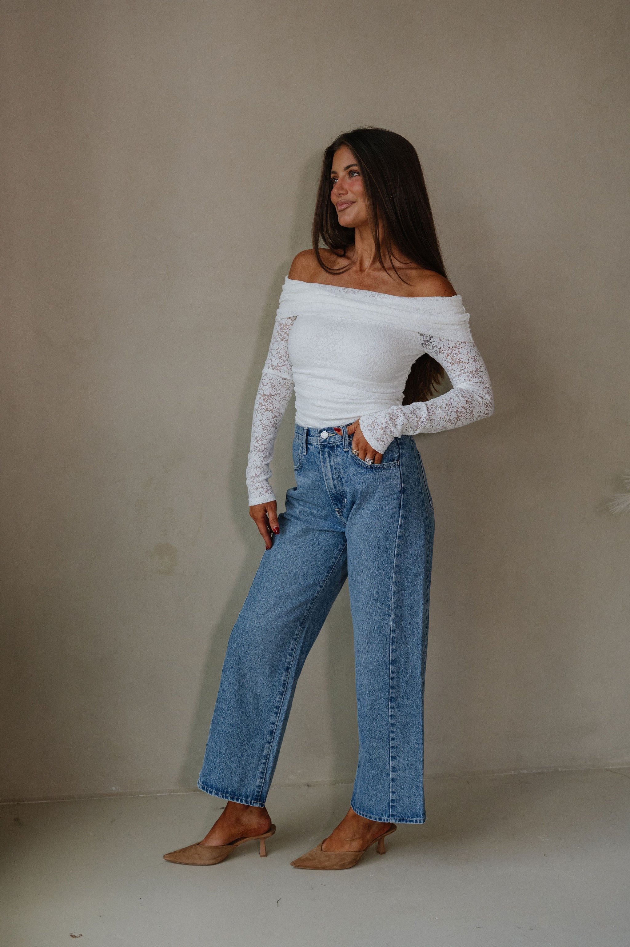 OTS Lace Top-White