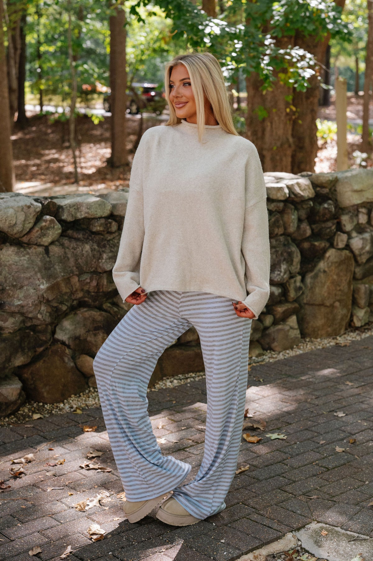 Lily Mock Neck Sweater-Beige