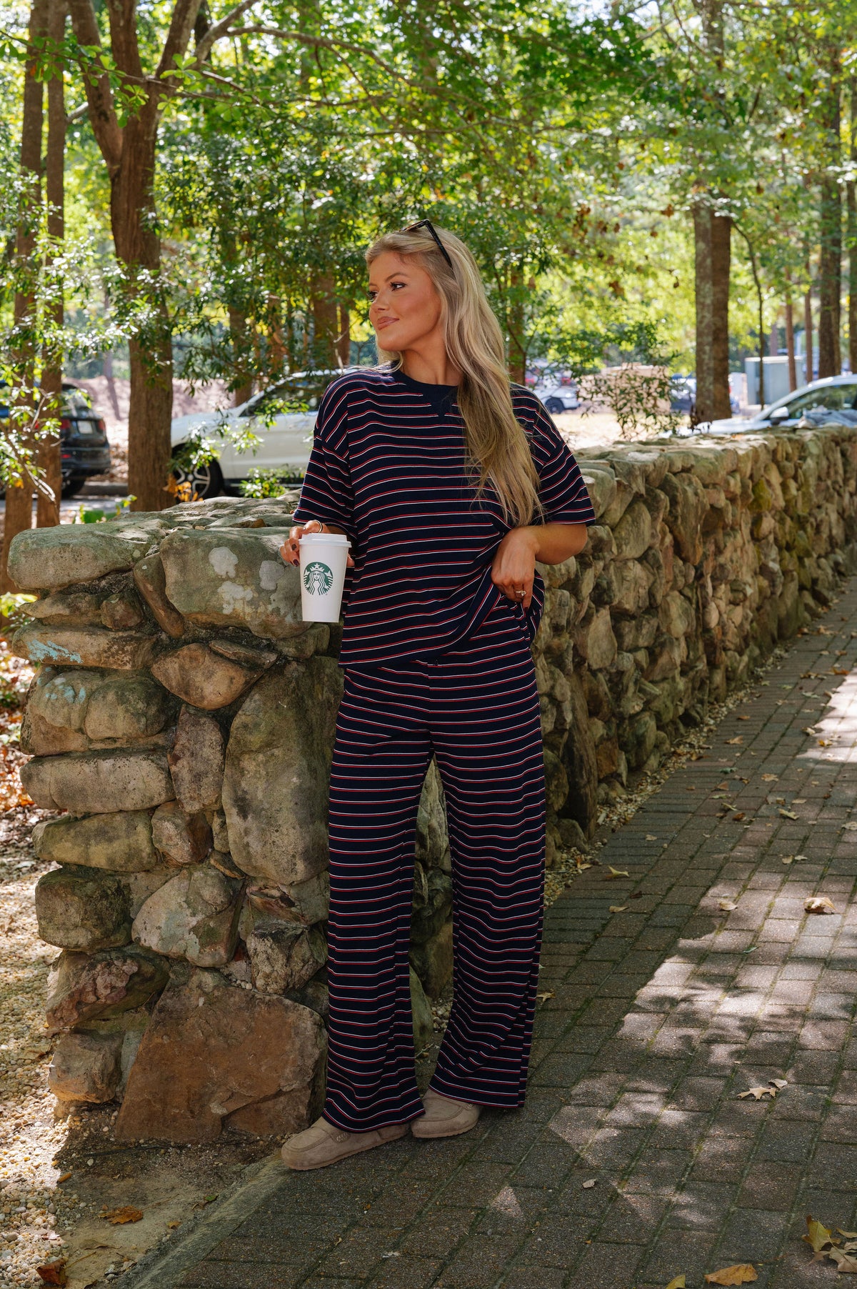 Tarsi Striped Terry Set-Navy