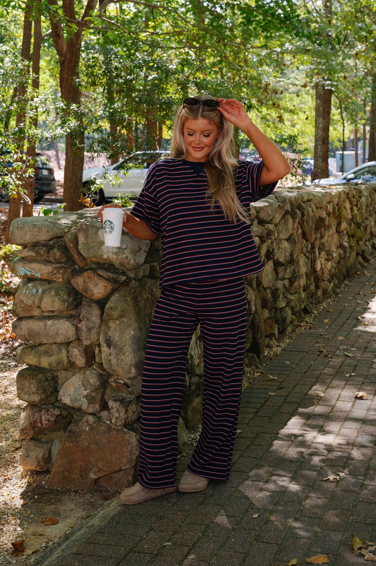 Tarsi Striped Terry Set-Navy