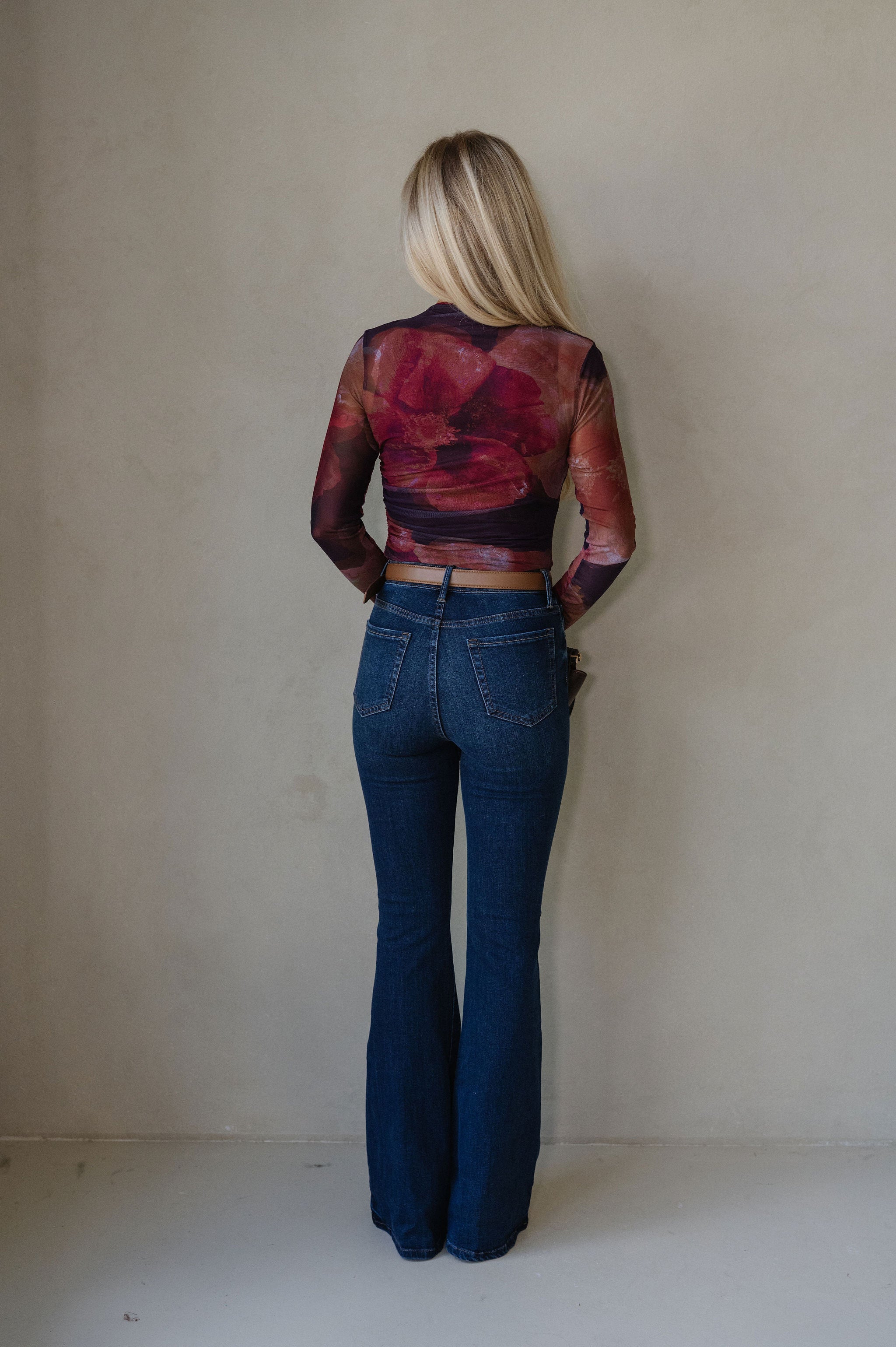 Kayla Mesh Top-Wine Multi