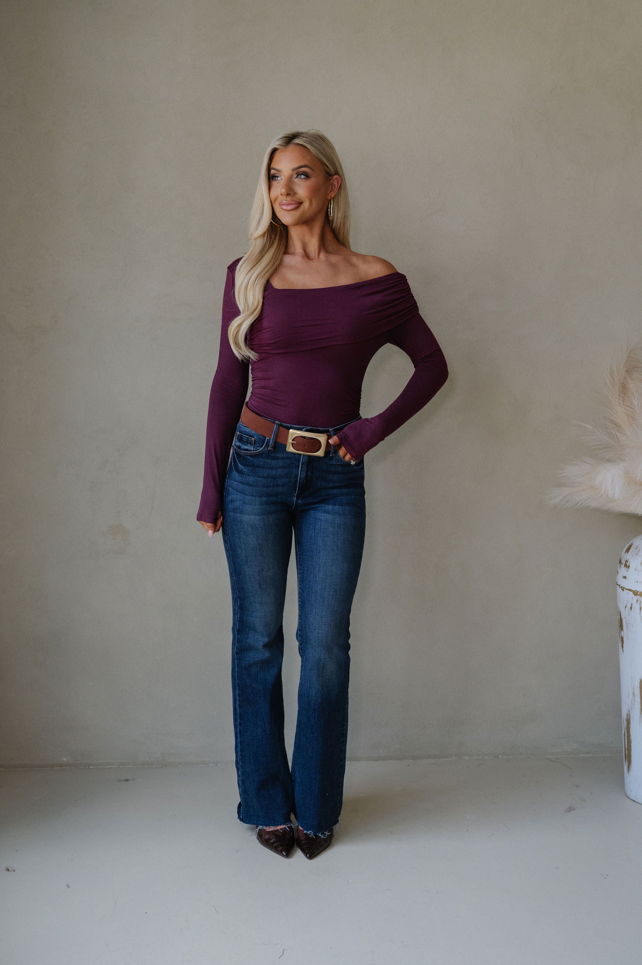 Asymmetrical Knit Top-Plum