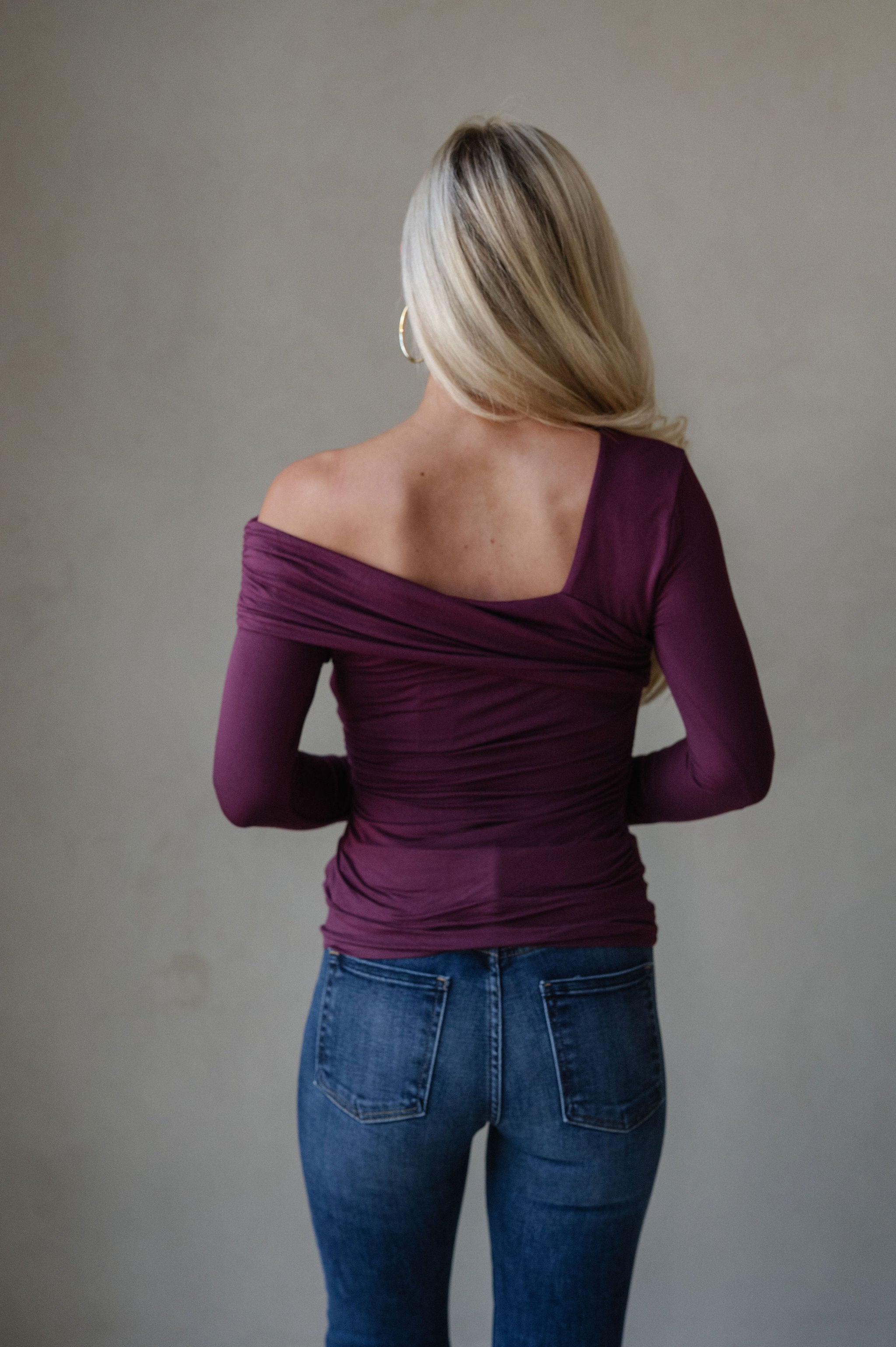Asymmetrical Knit Top-Plum