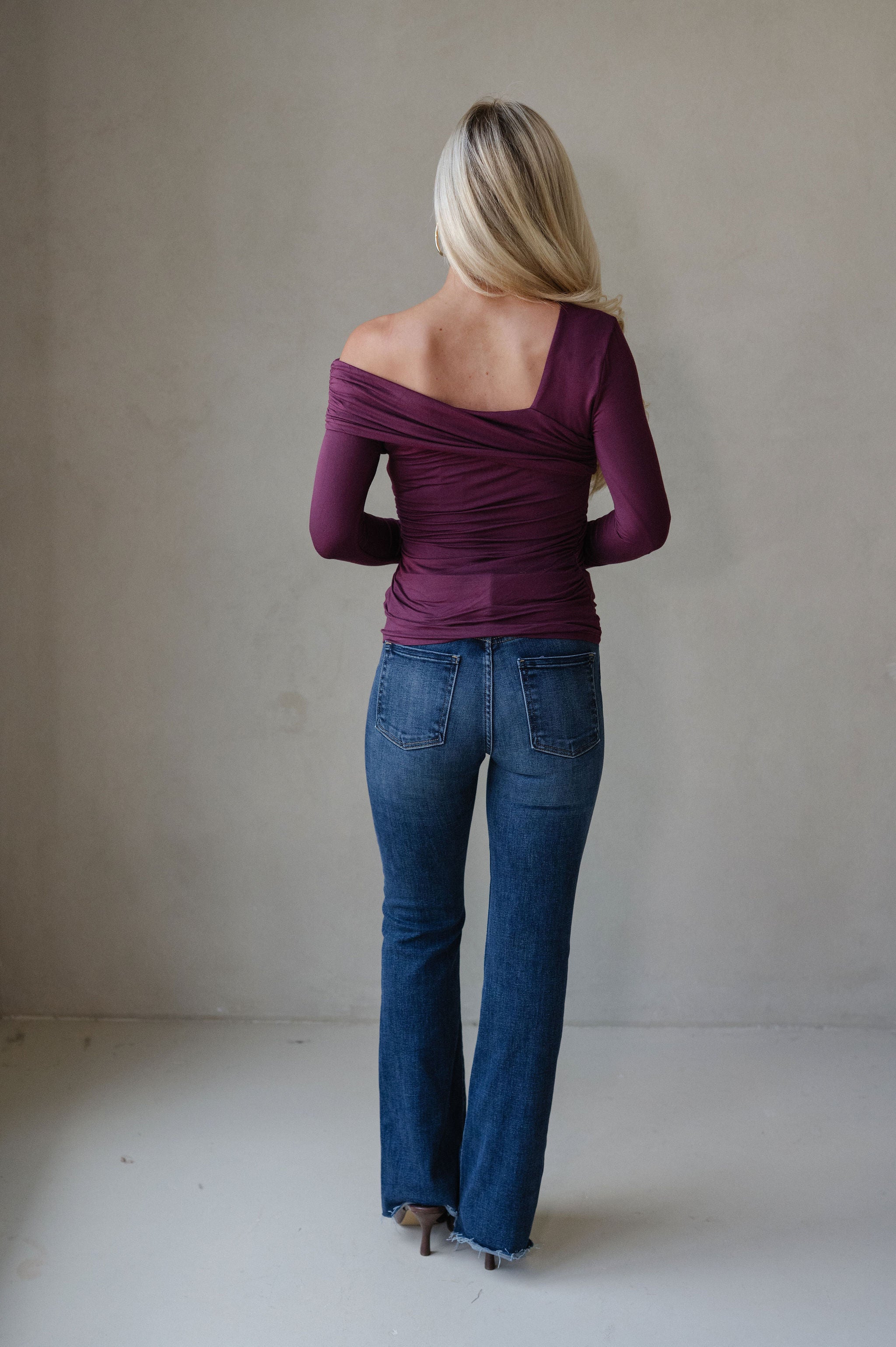 Asymmetrical Knit Top-Plum