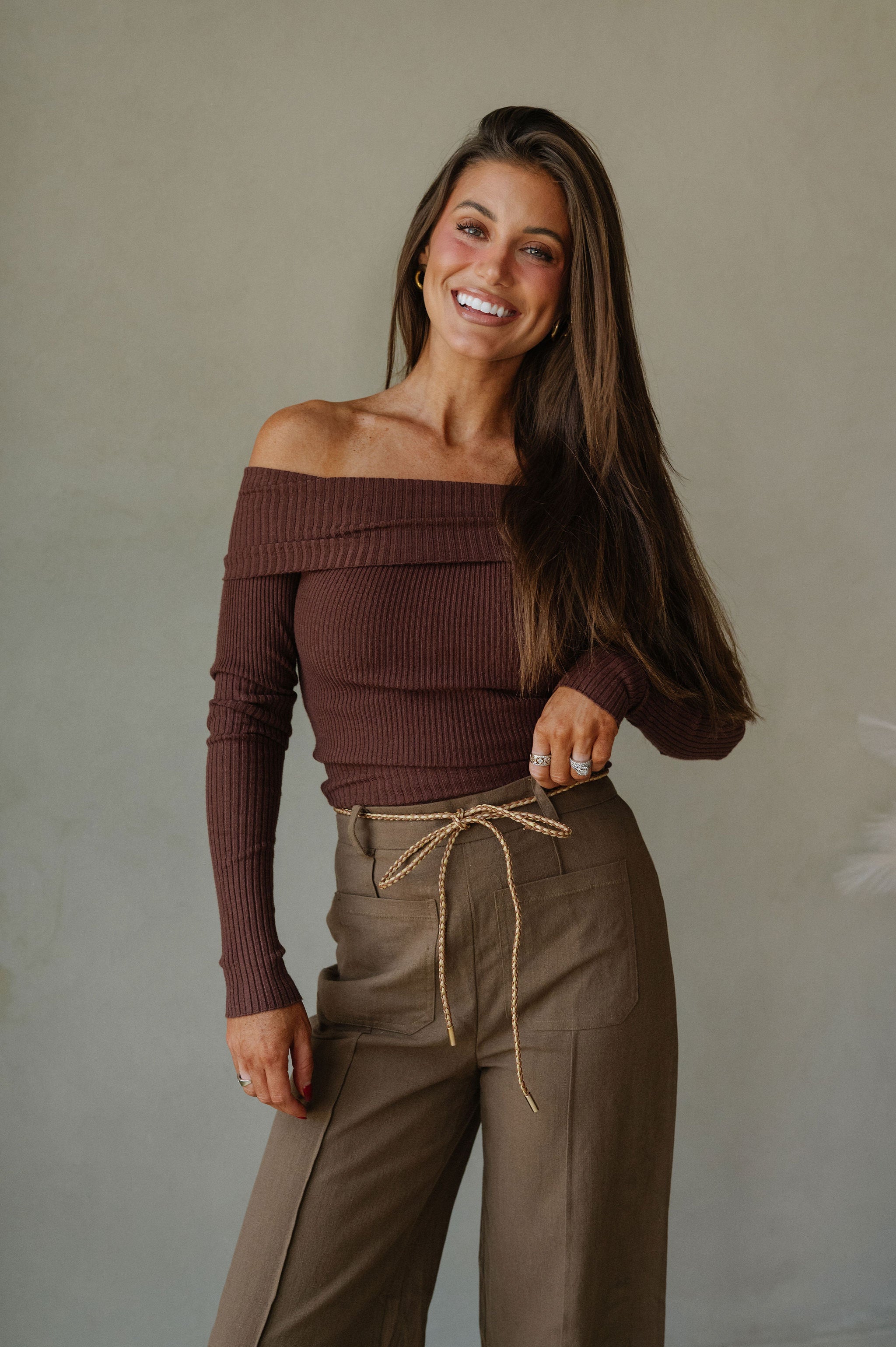 Karsen OTS Sweater-Brown