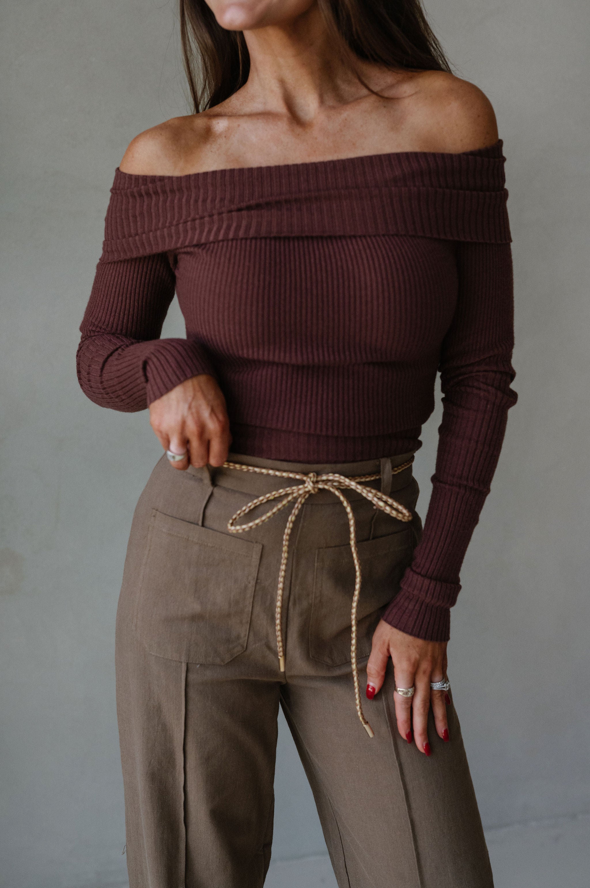 Karsen OTS Sweater-Brown