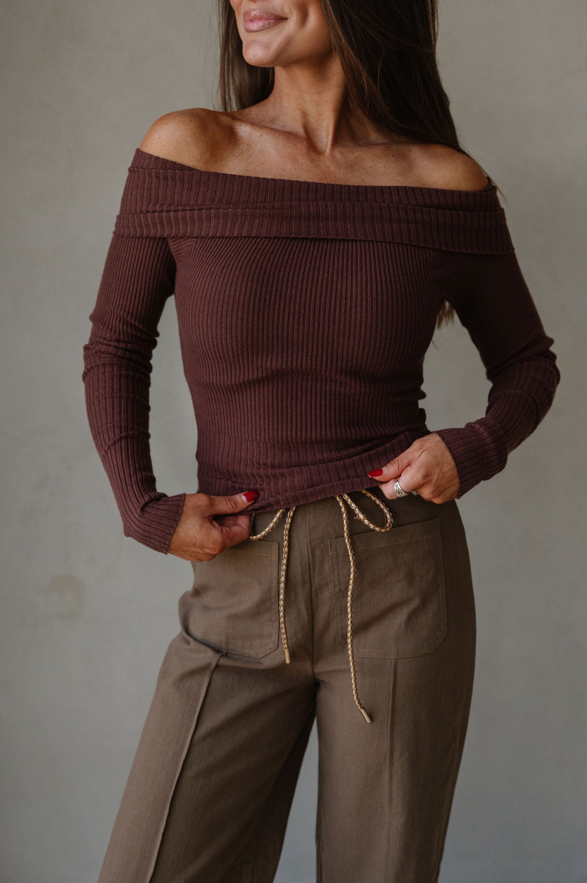 Karsen OTS Sweater-Brown
