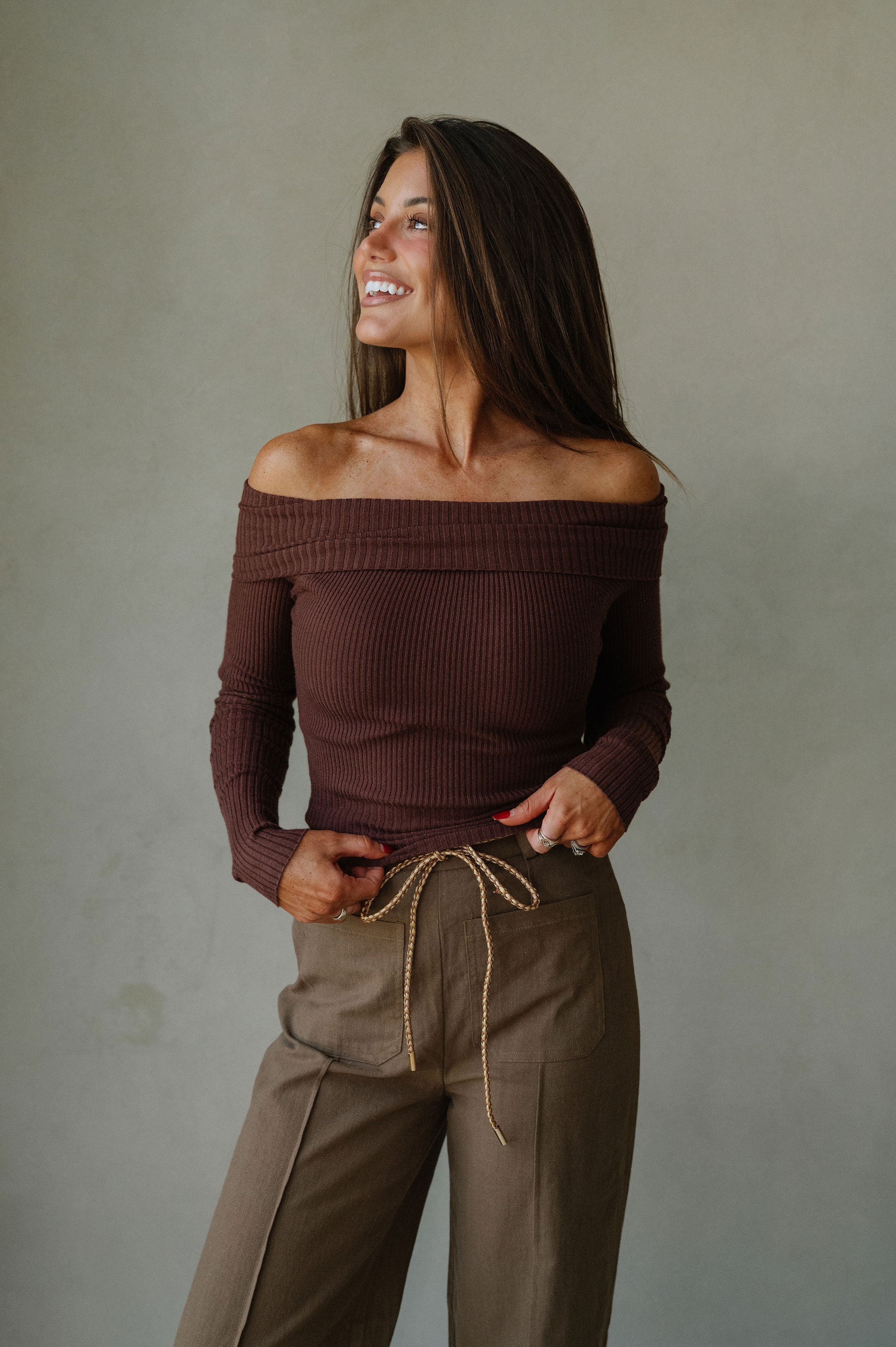Karsen OTS Sweater-Brown