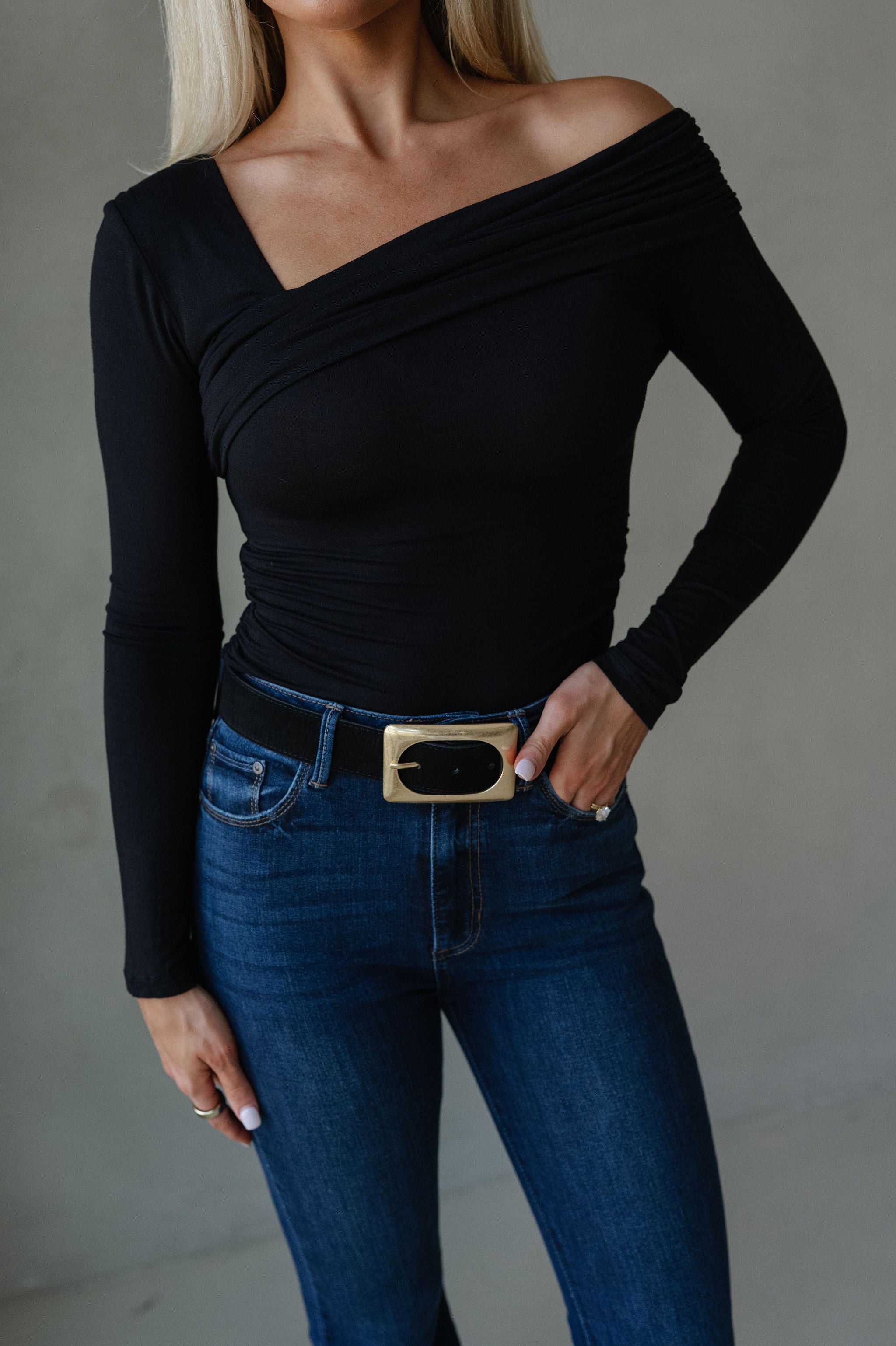 Asymmetrical Knit Top-Black