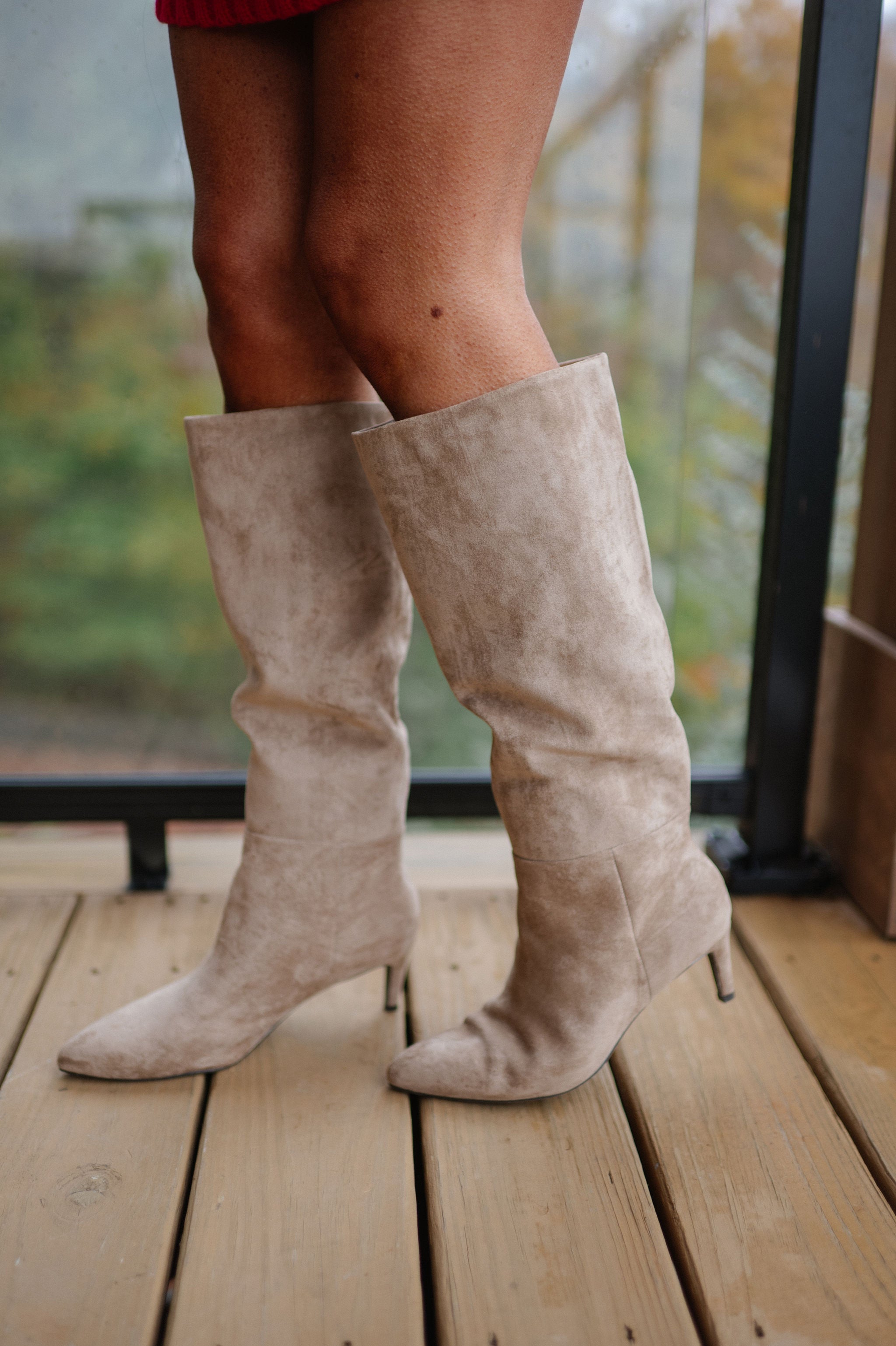 Sabrinna Suede Boots-Taupe