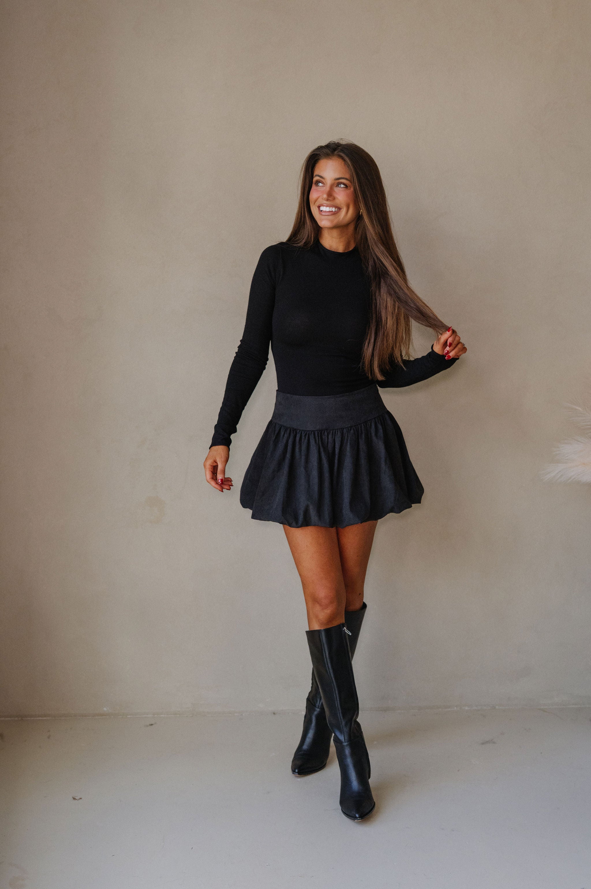 Bubble Mini Skirt-Black