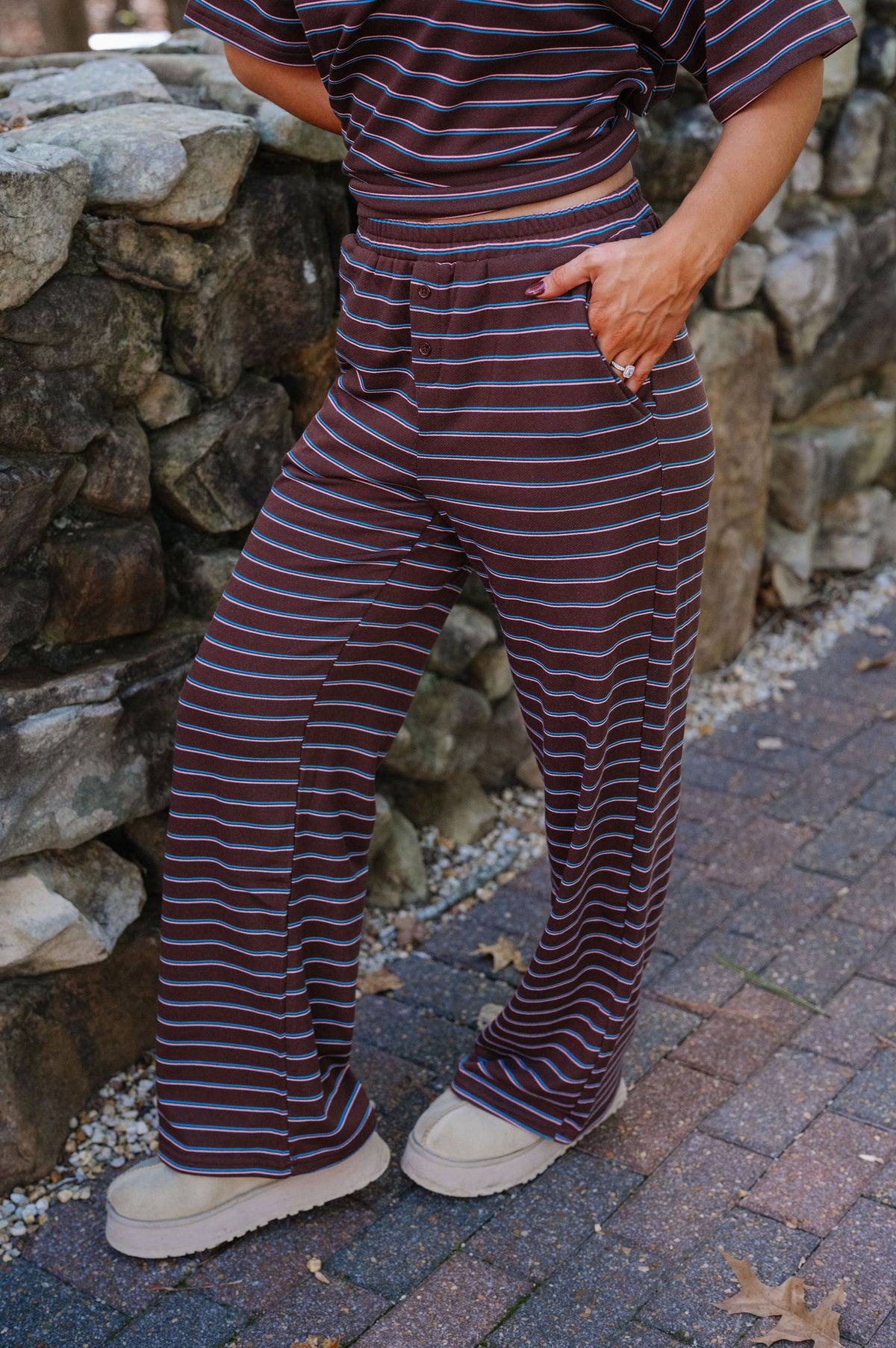 Tarsi Striped Terry Set-Chocolate