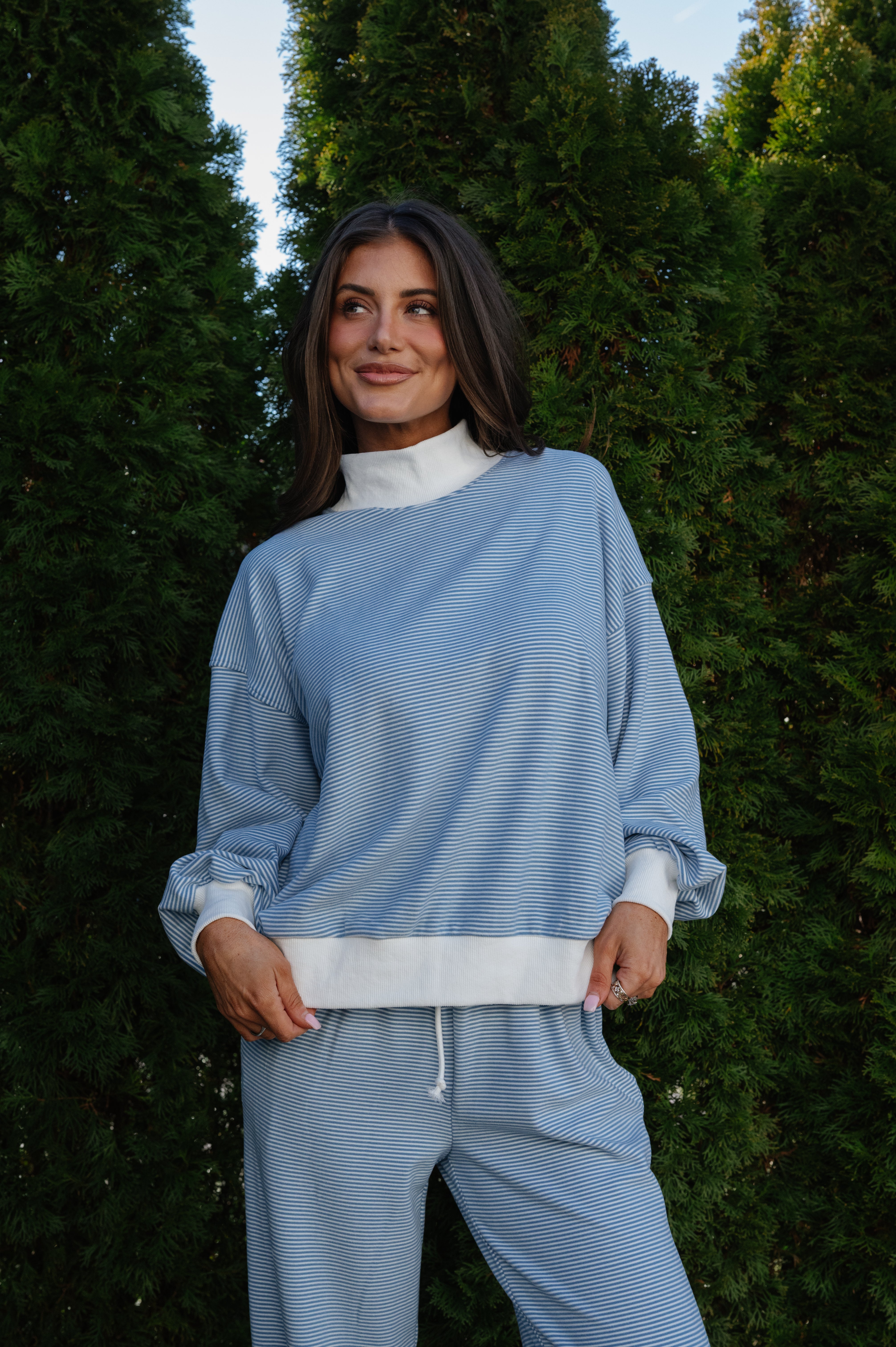 Emerson Striped Lounge Set-Blue