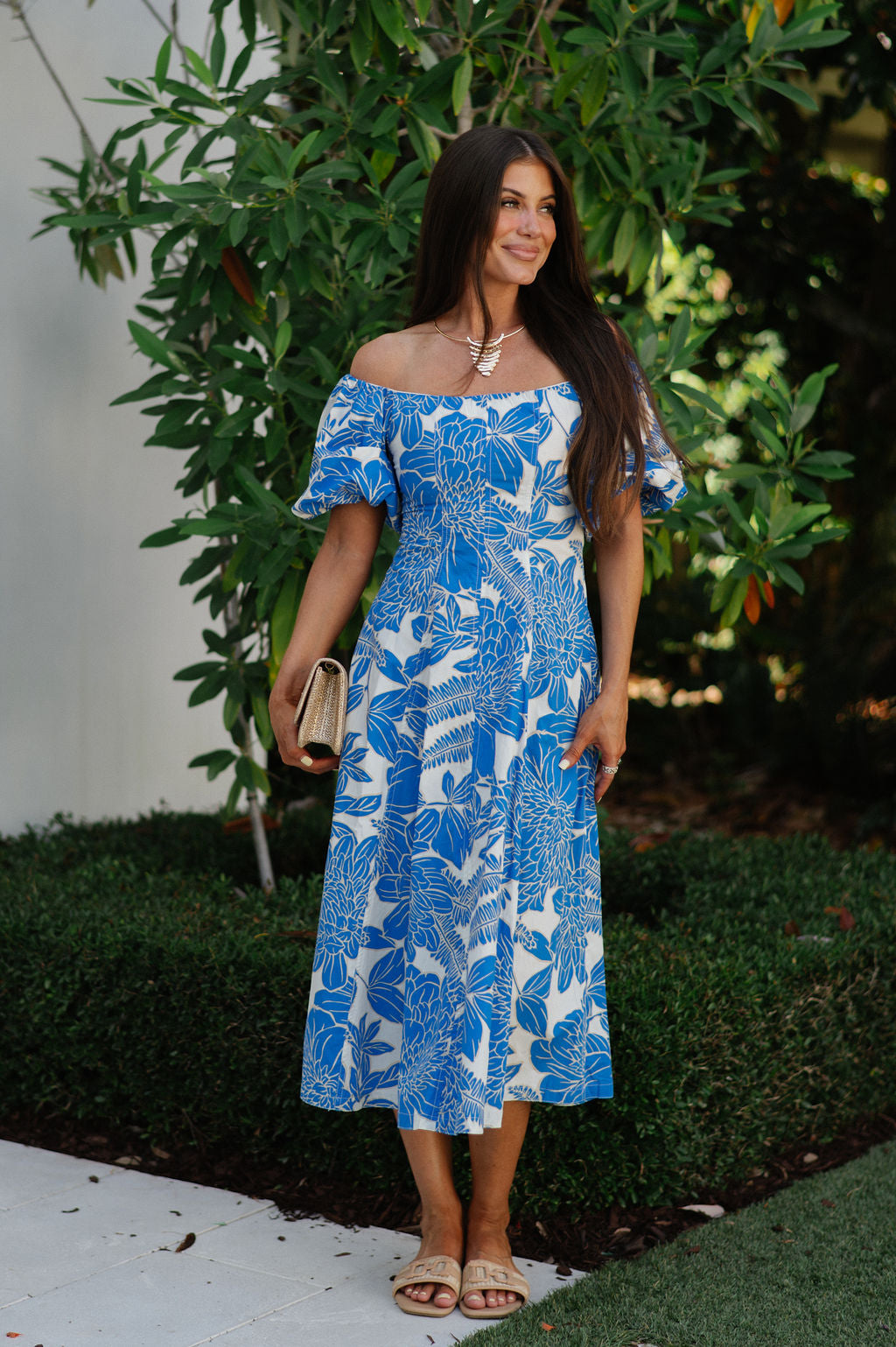 Gavin Dress-White/Blue