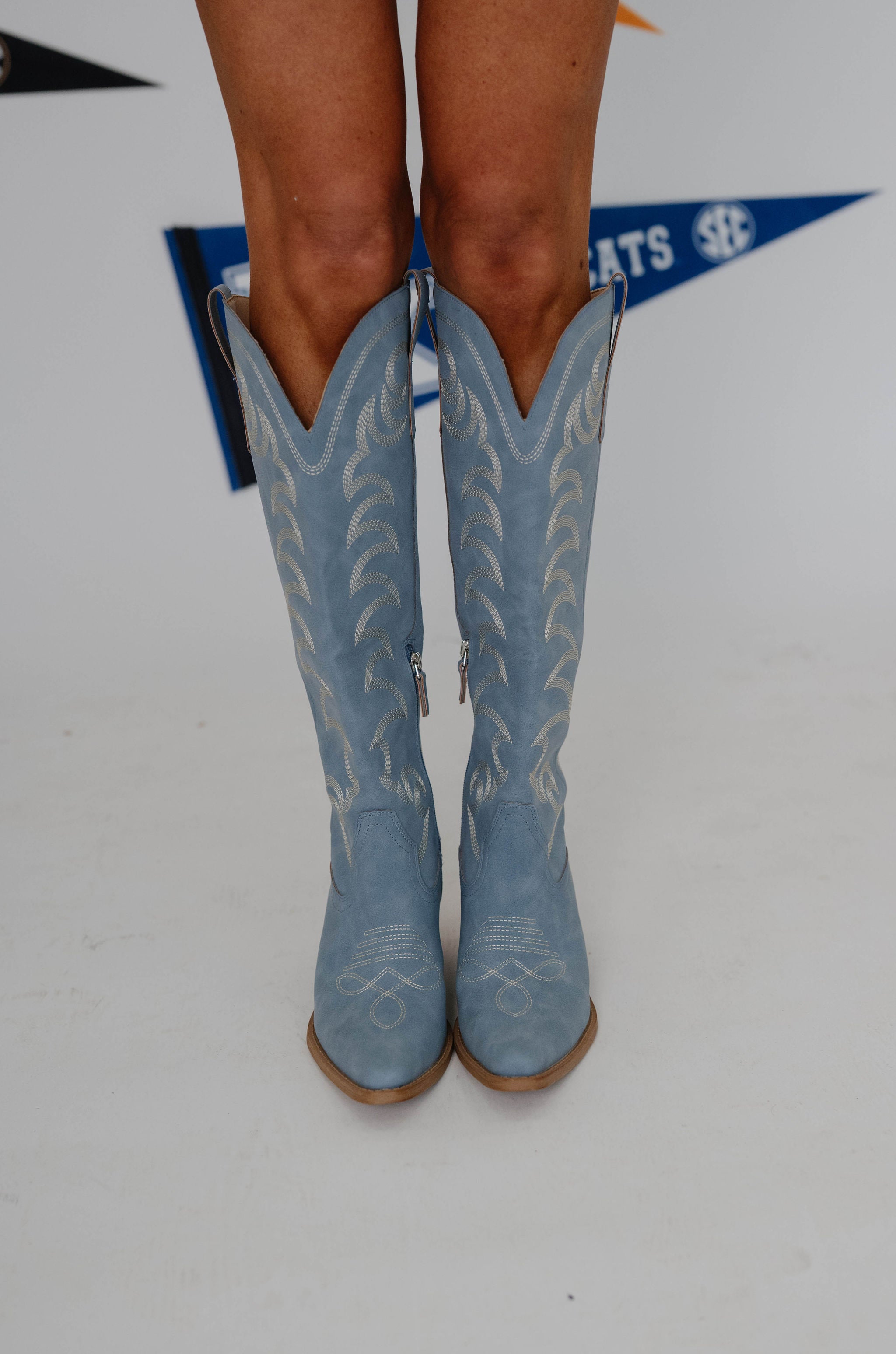 Faye Suede Boots-Blue