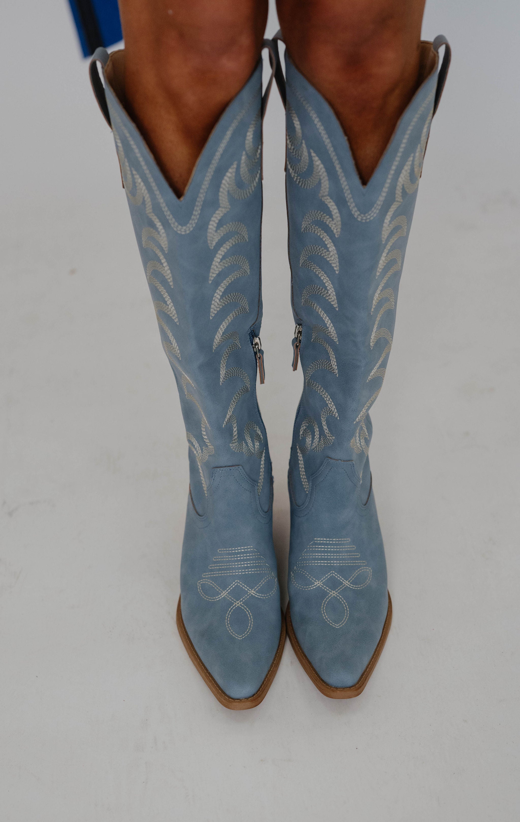 Faye Suede Boots-Blue