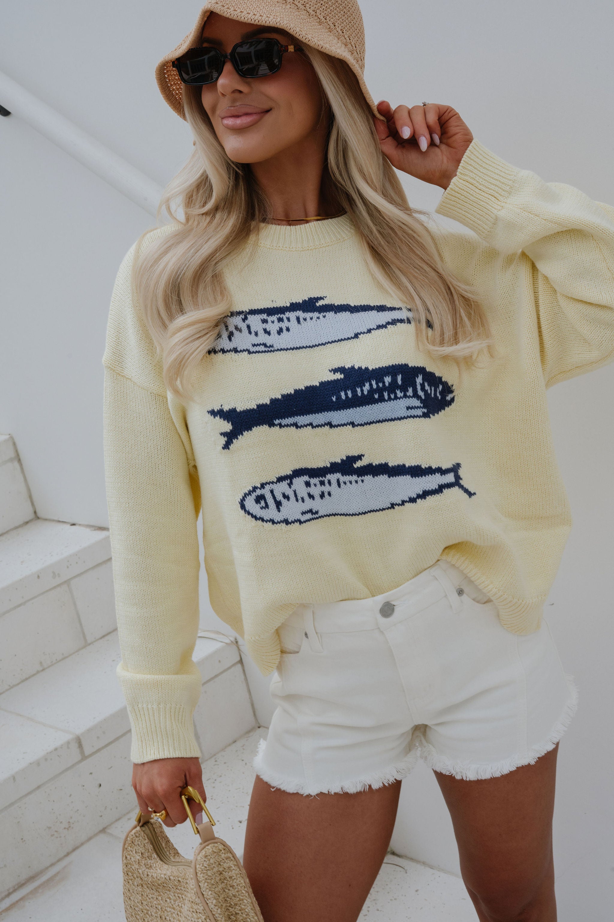 Round Neck Sardine Sweater-Light Yellow