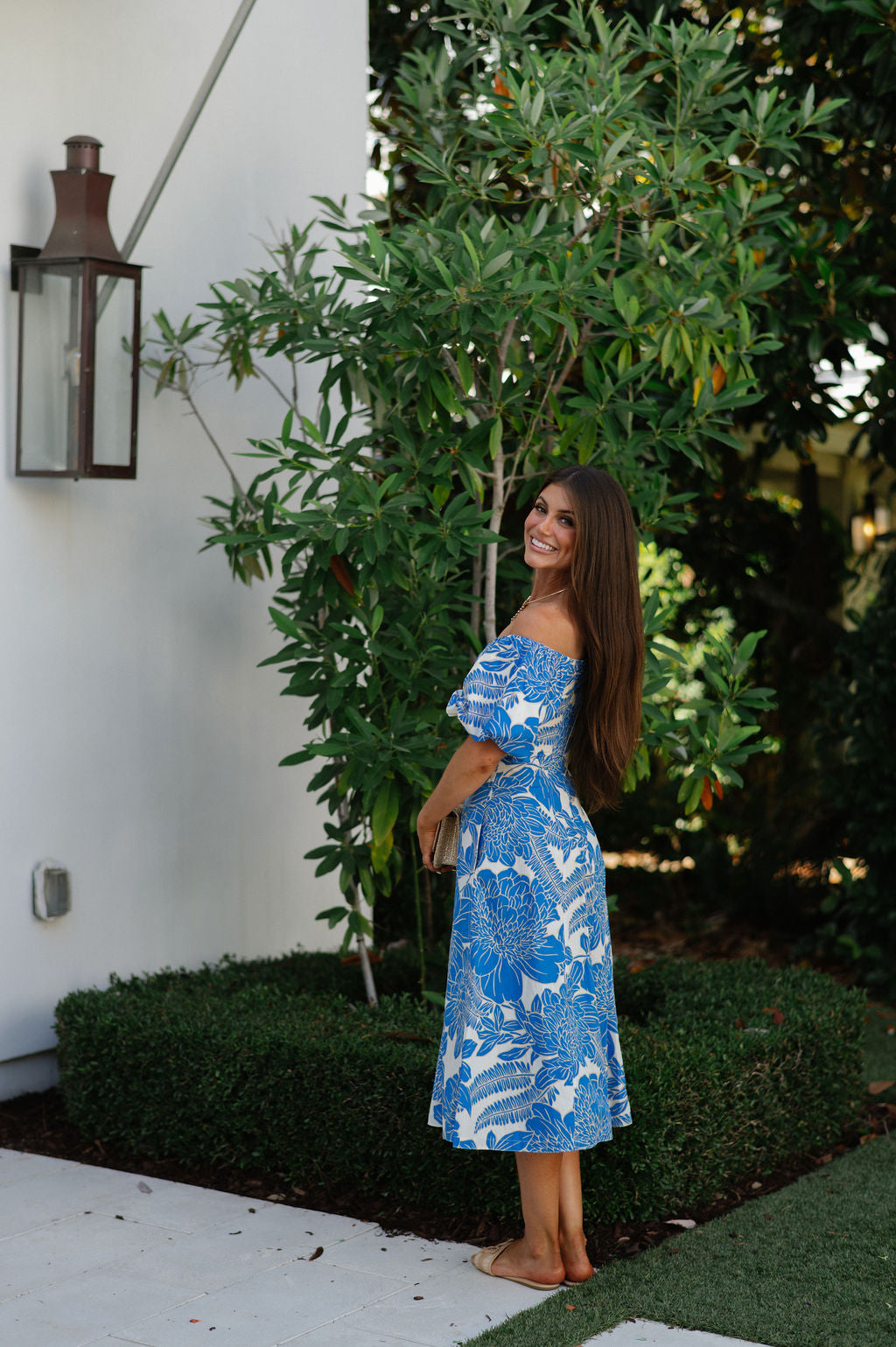 Gavin Dress-White/Blue