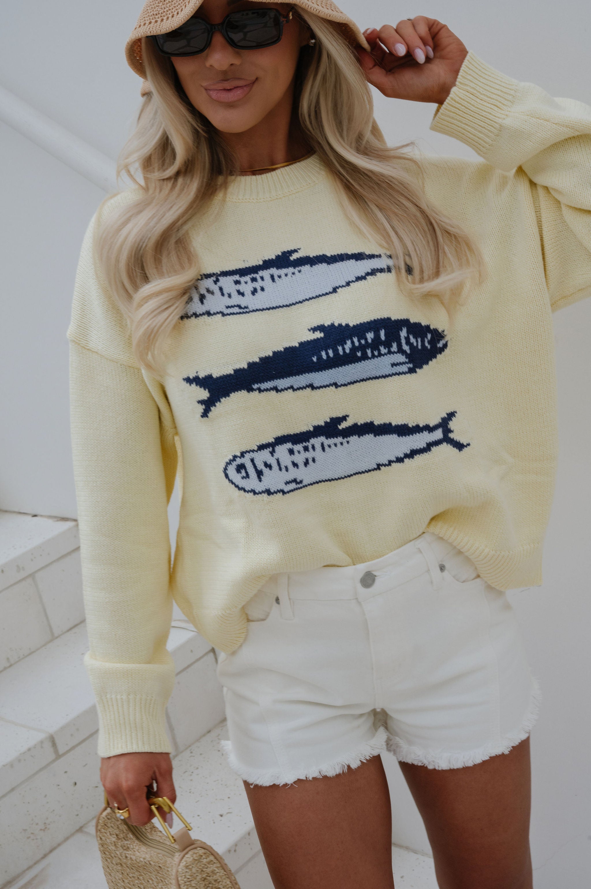Round Neck Sardine Sweater-Light Yellow