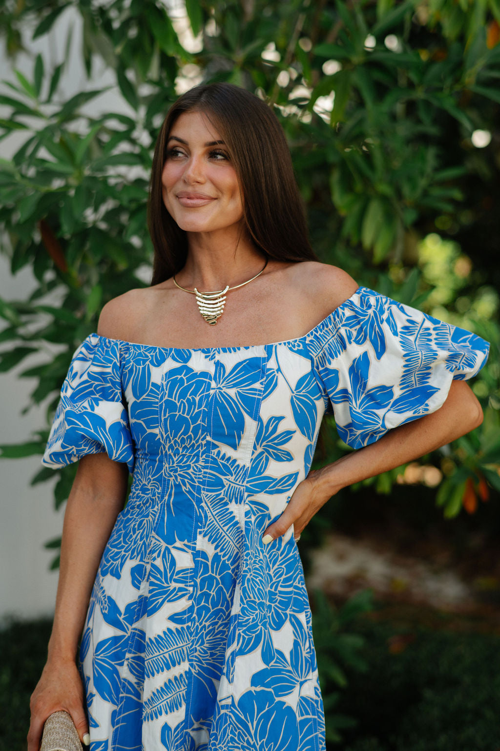 Gavin Dress-White/Blue