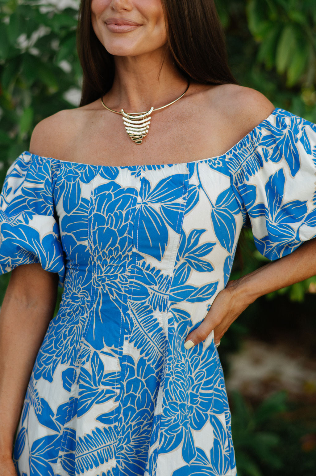 Gavin Dress-White/Blue