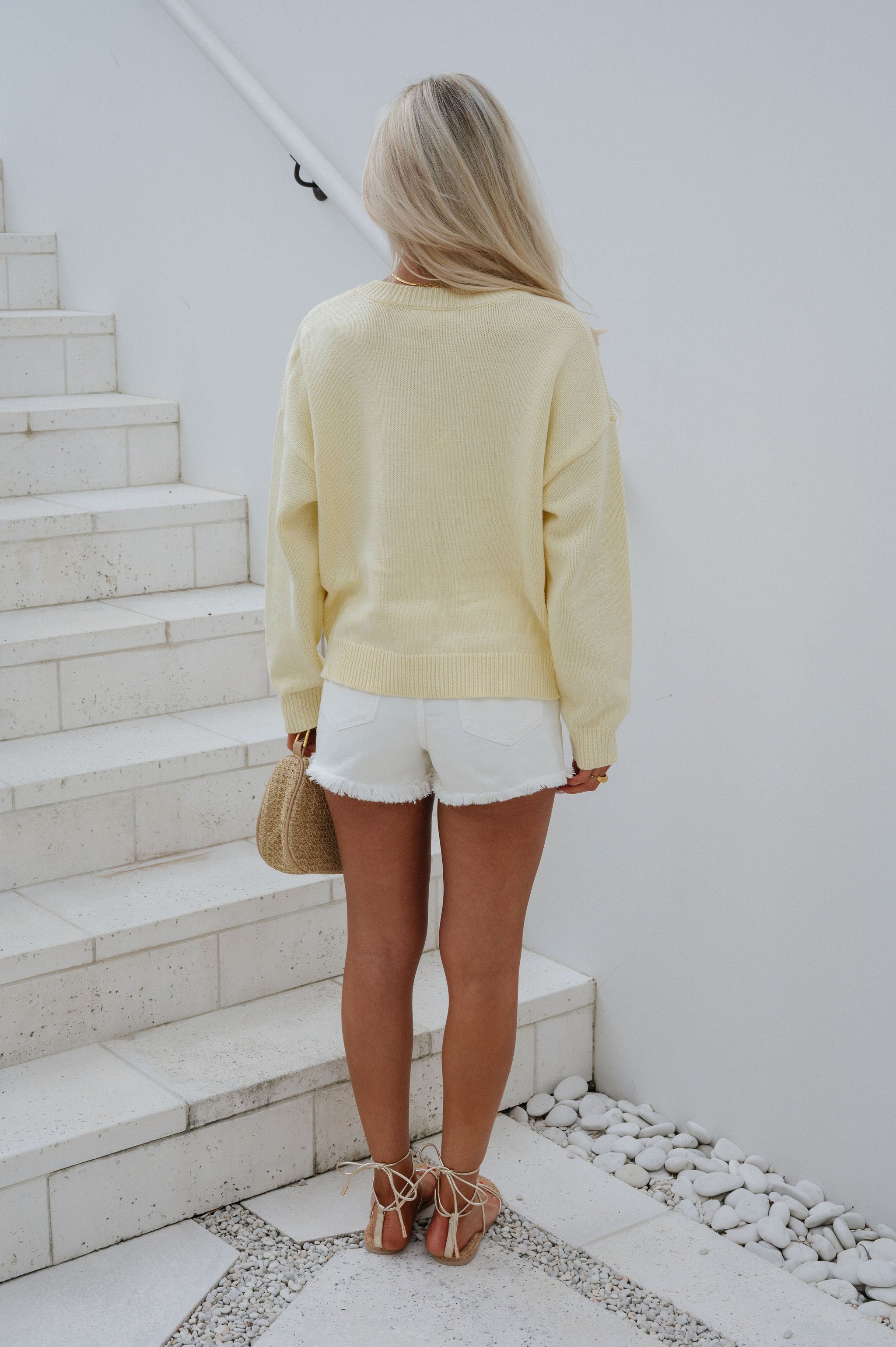 Round Neck Sardine Sweater-Light Yellow
