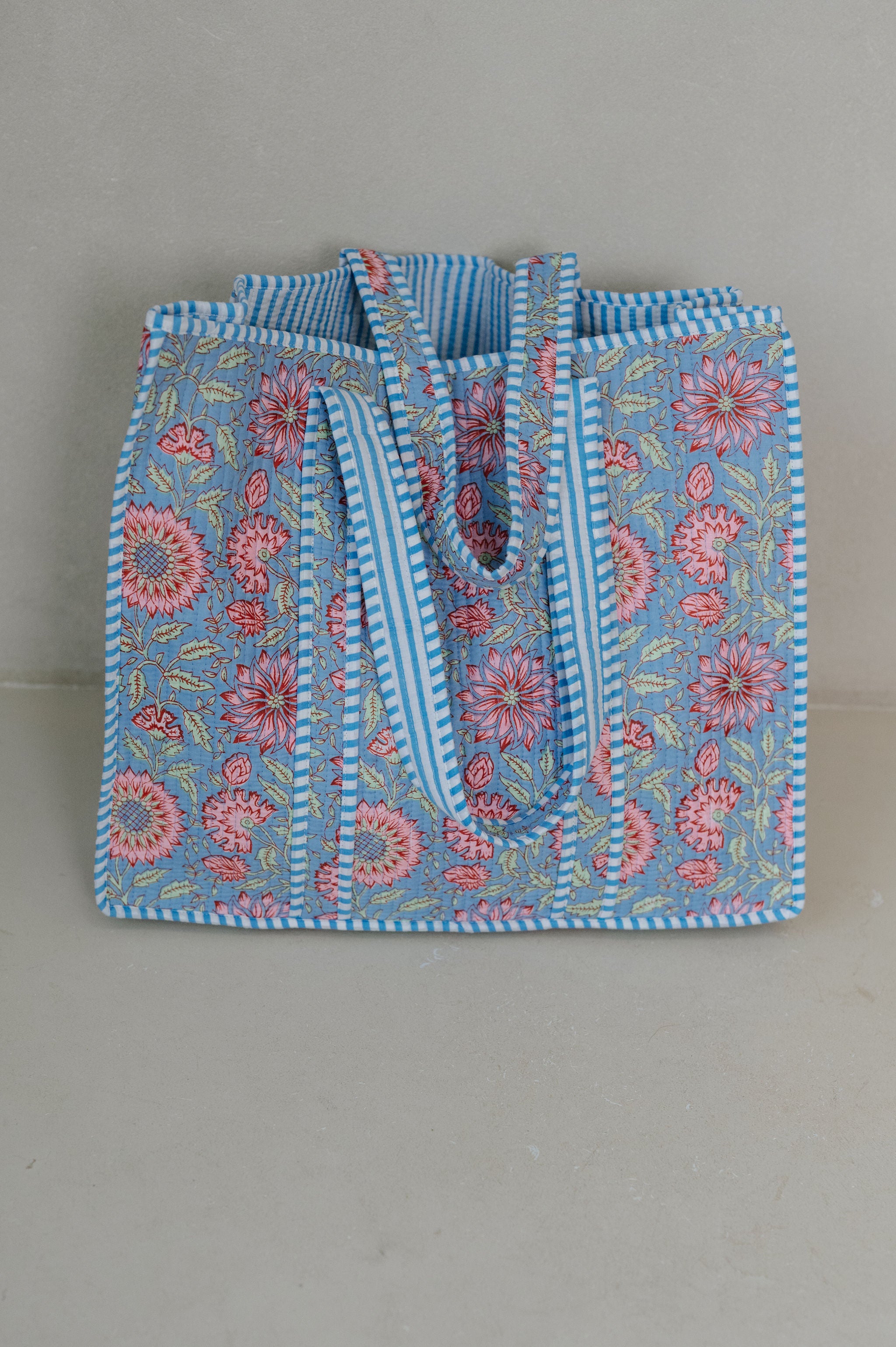Adley Floral Tote Bag-Blue