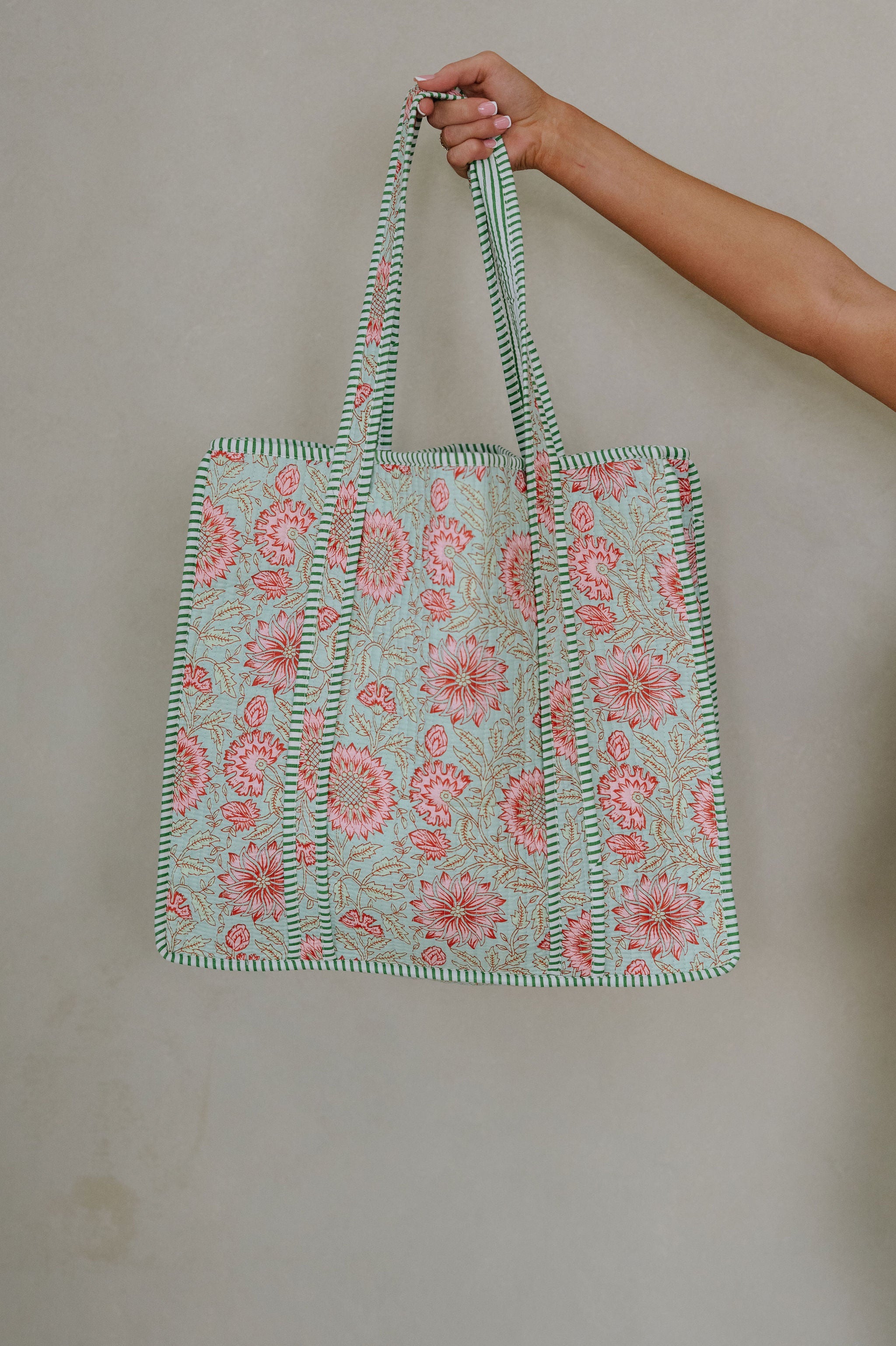 Adley Floral Tote Bag-Mint Green
