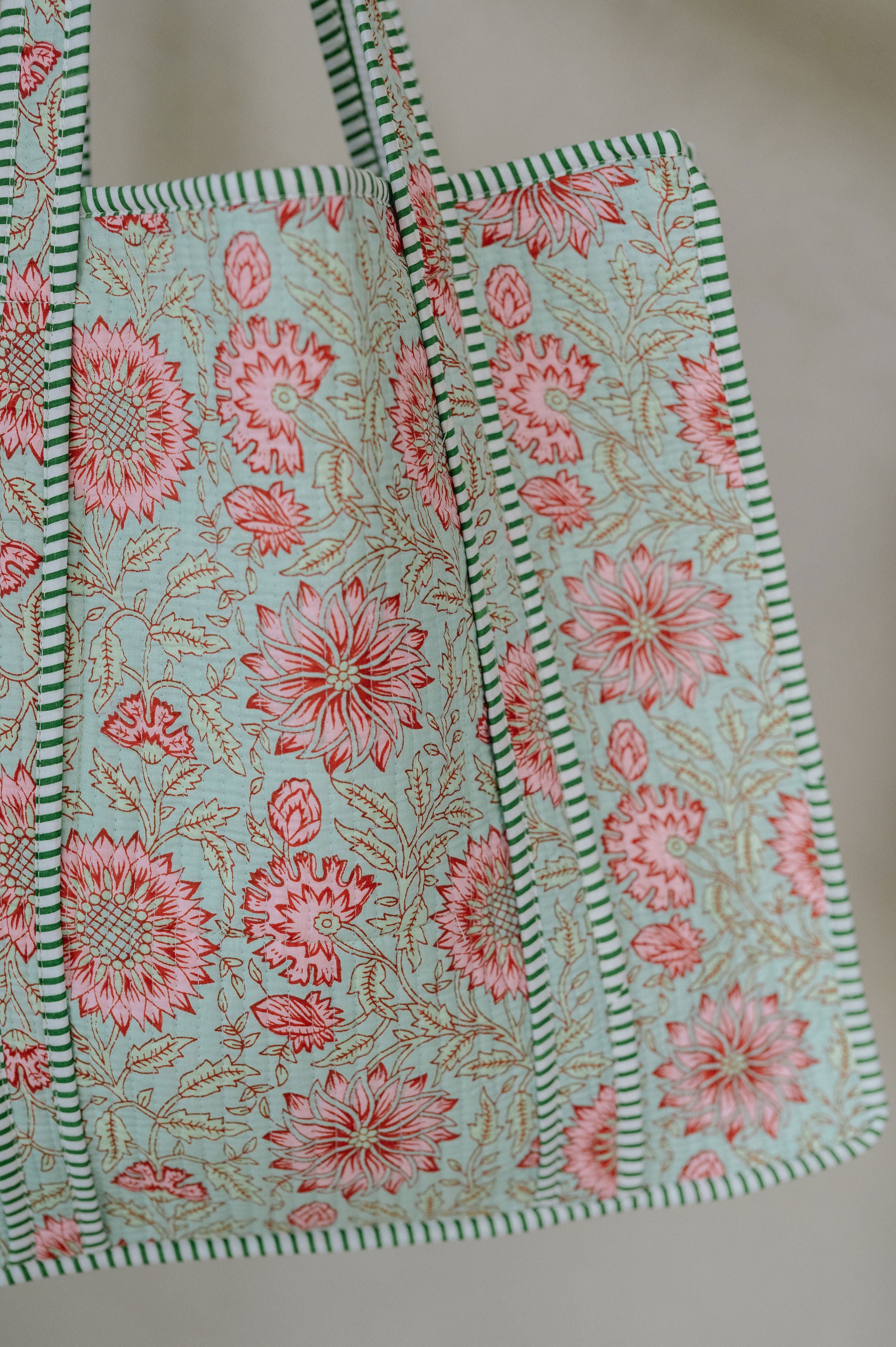 Adley Floral Tote Bag-Mint Green