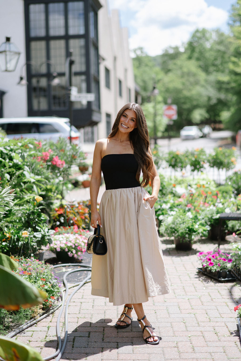 Madelyn Strapless Midi Dress- Black