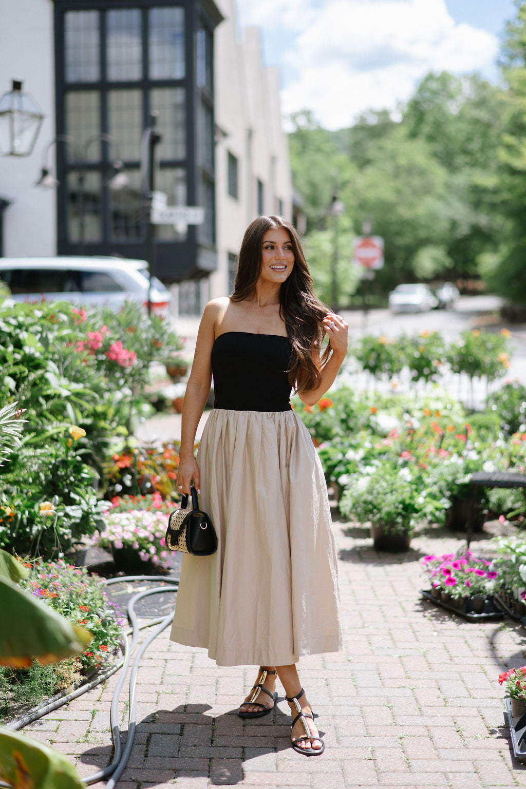 Madelyn Strapless Midi Dress- Black
