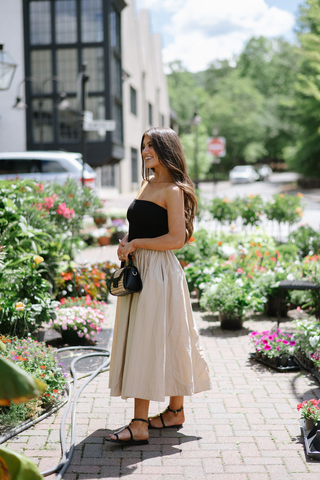 Madelyn Strapless Midi Dress- Black