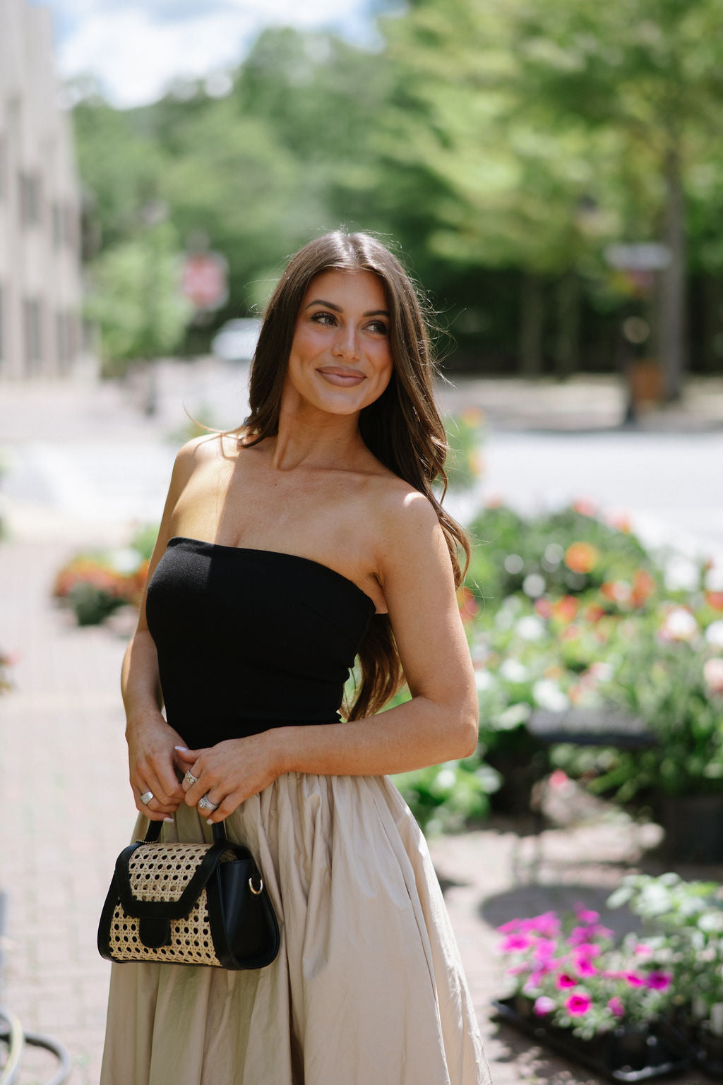 Madelyn Strapless Midi Dress- Black