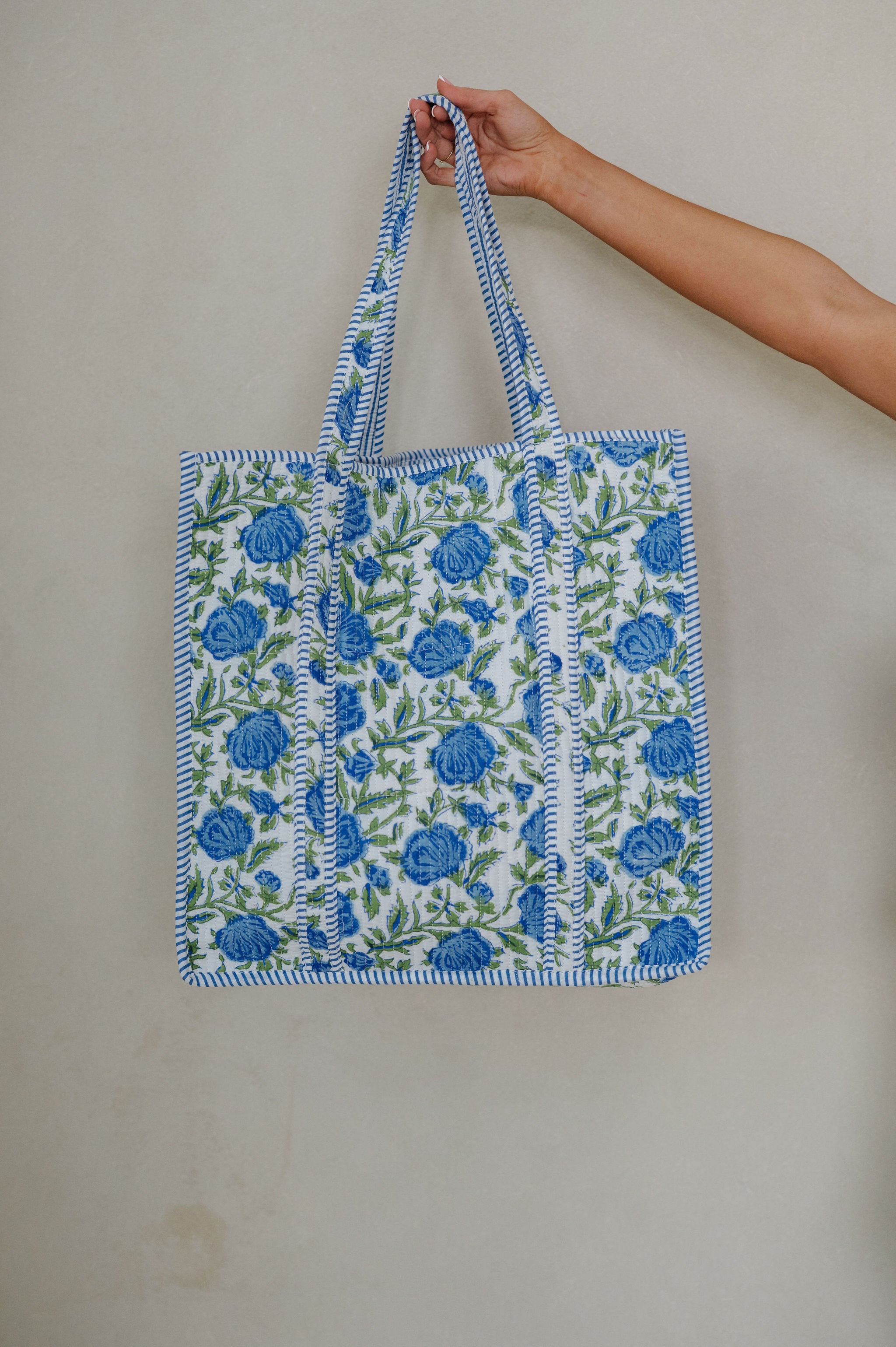 Posie XL Floral Tote Bag-Blue