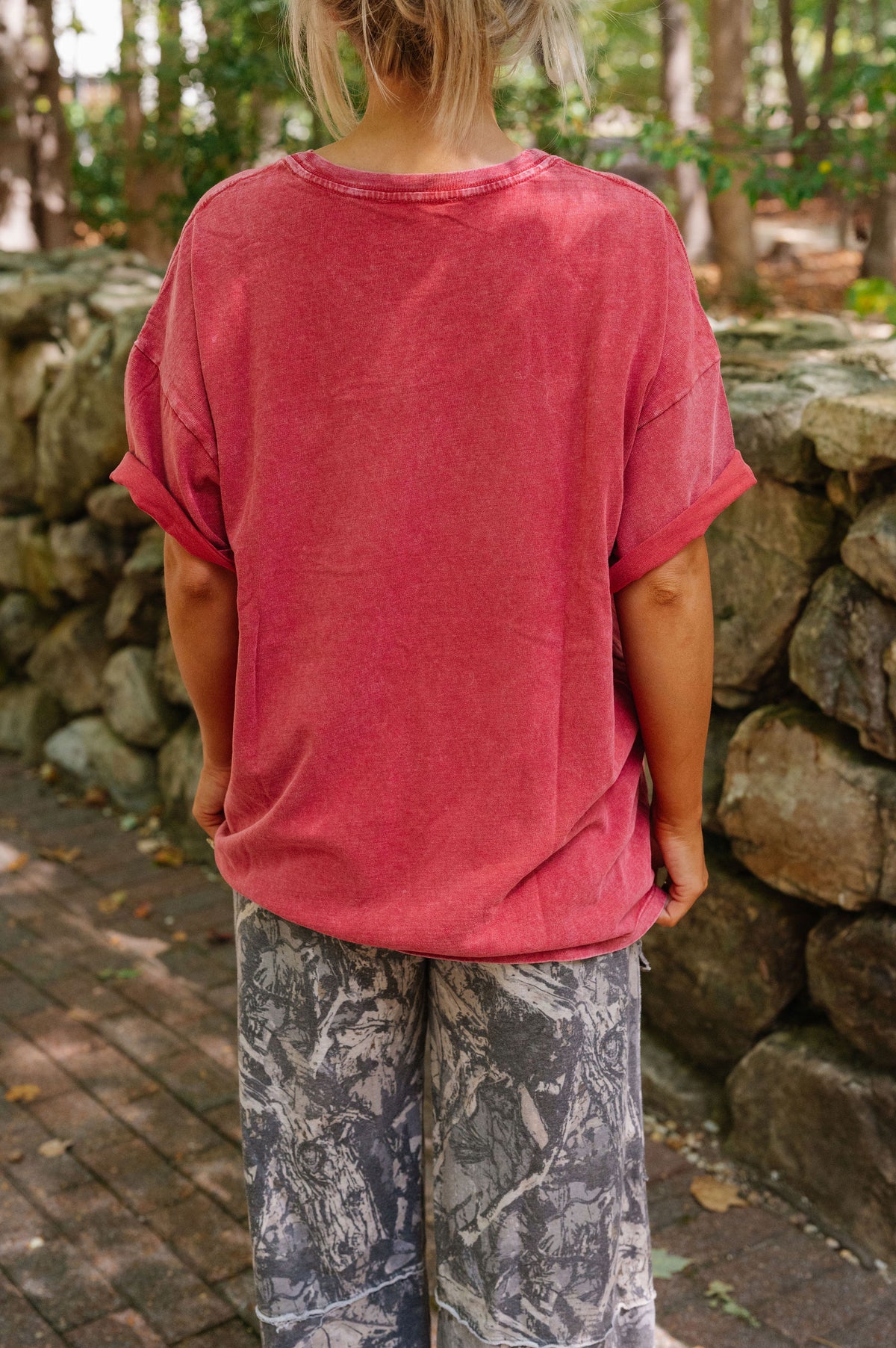 Rae Oversized T-Shirt-Dark Red