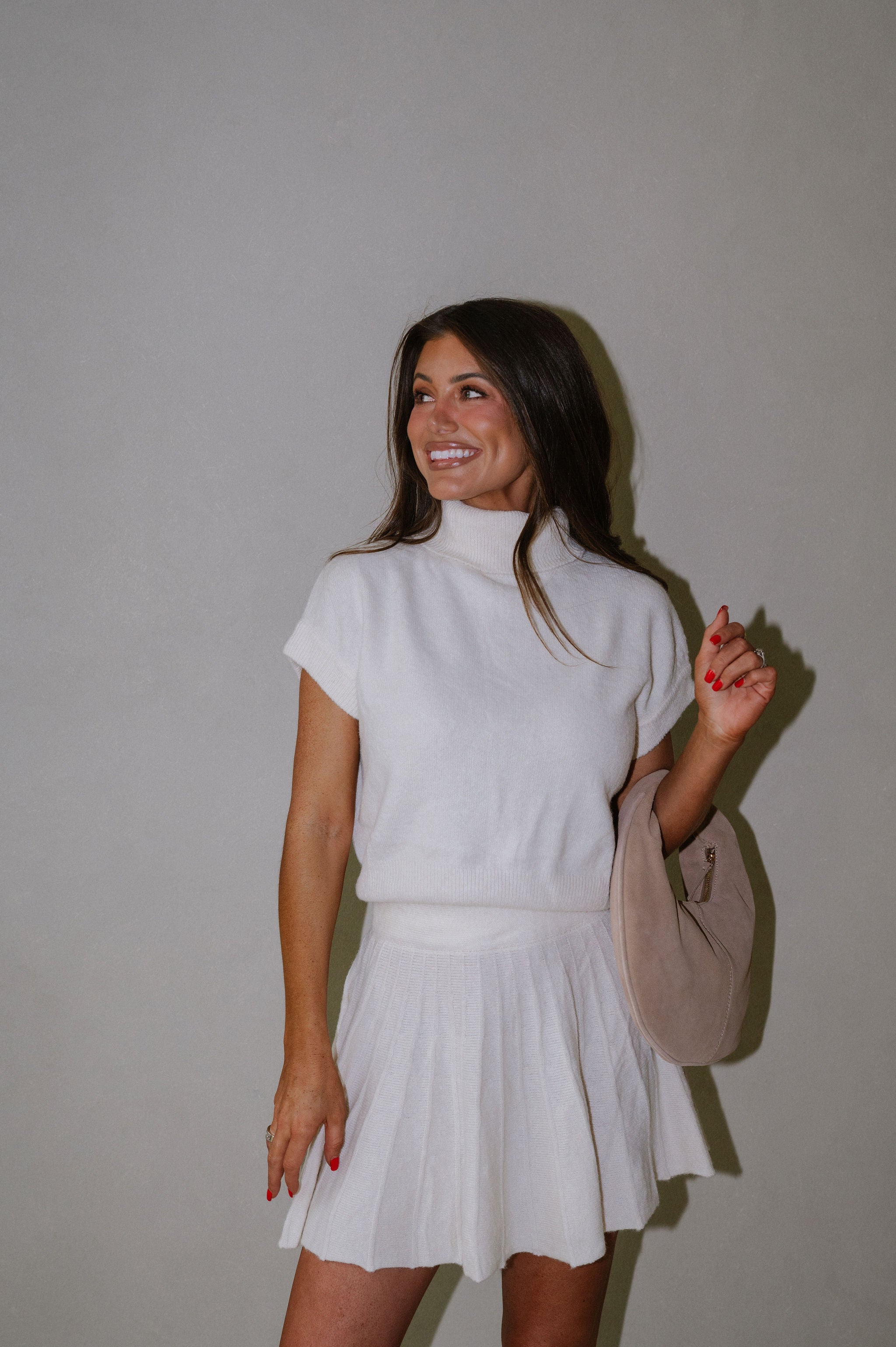 Bennet Pleated Skirt Set-Cream