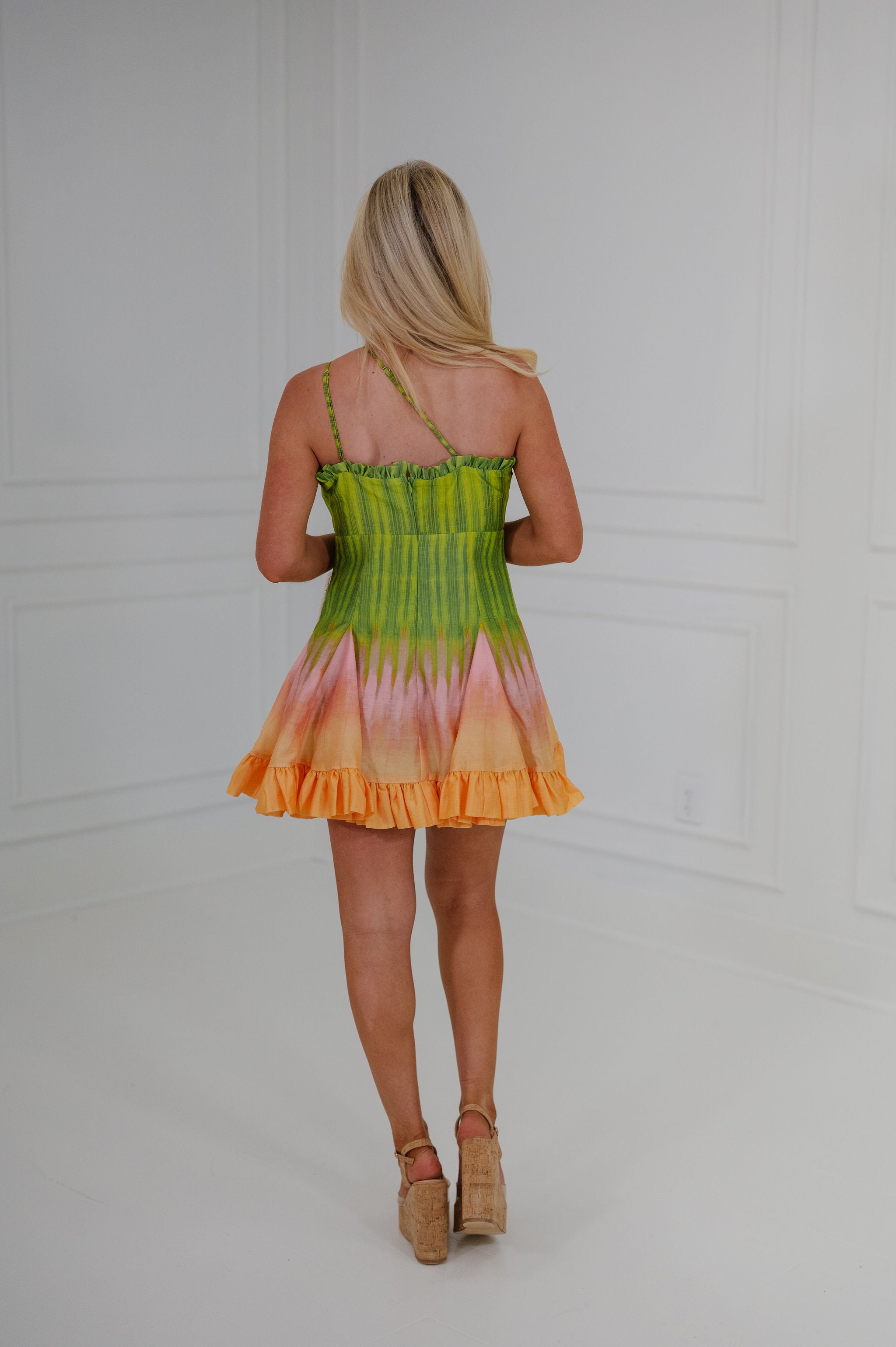 Sunset Glow Dress-Lime Multi